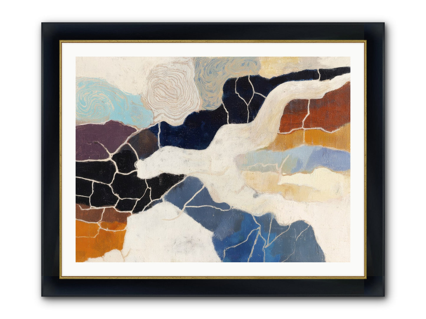 Incise Framed Print - Wide Black w/Gold 40x30