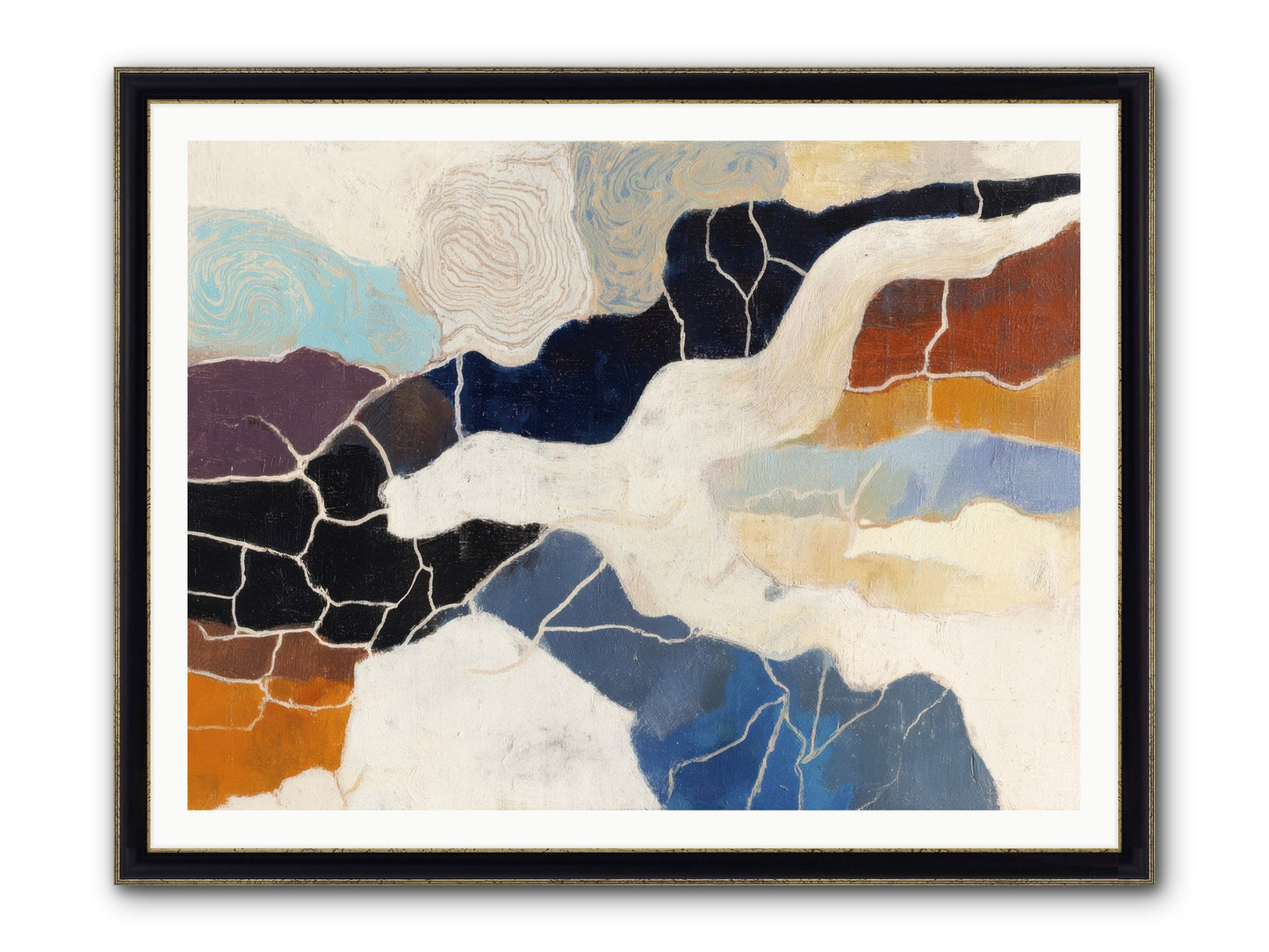 Incise Framed Print - Black & Gold 48x36