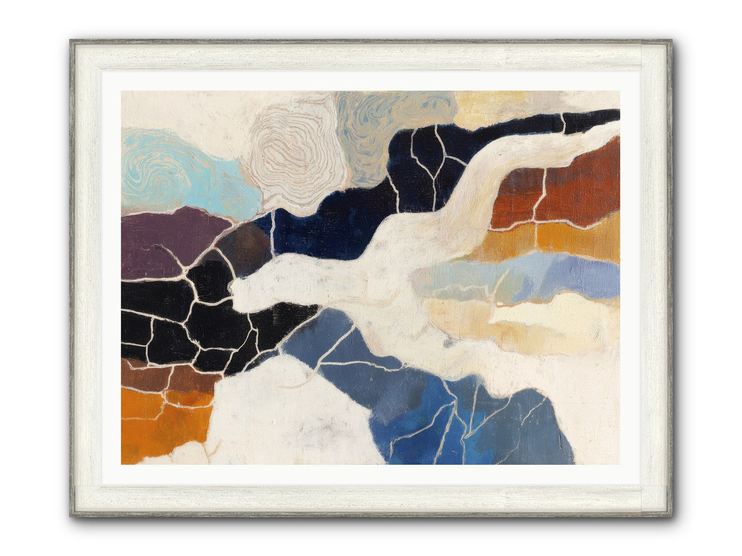 Incise Framed Print - Driftwood White 48x36