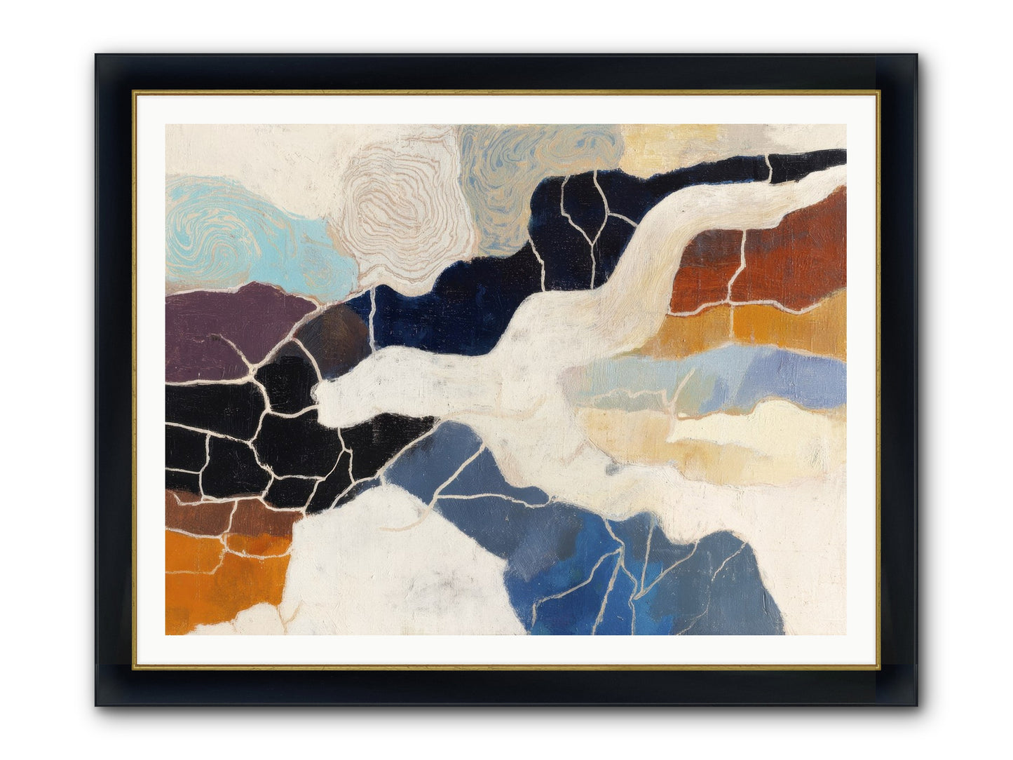 Incise Framed Print - Wide Black w/Gold 48x36