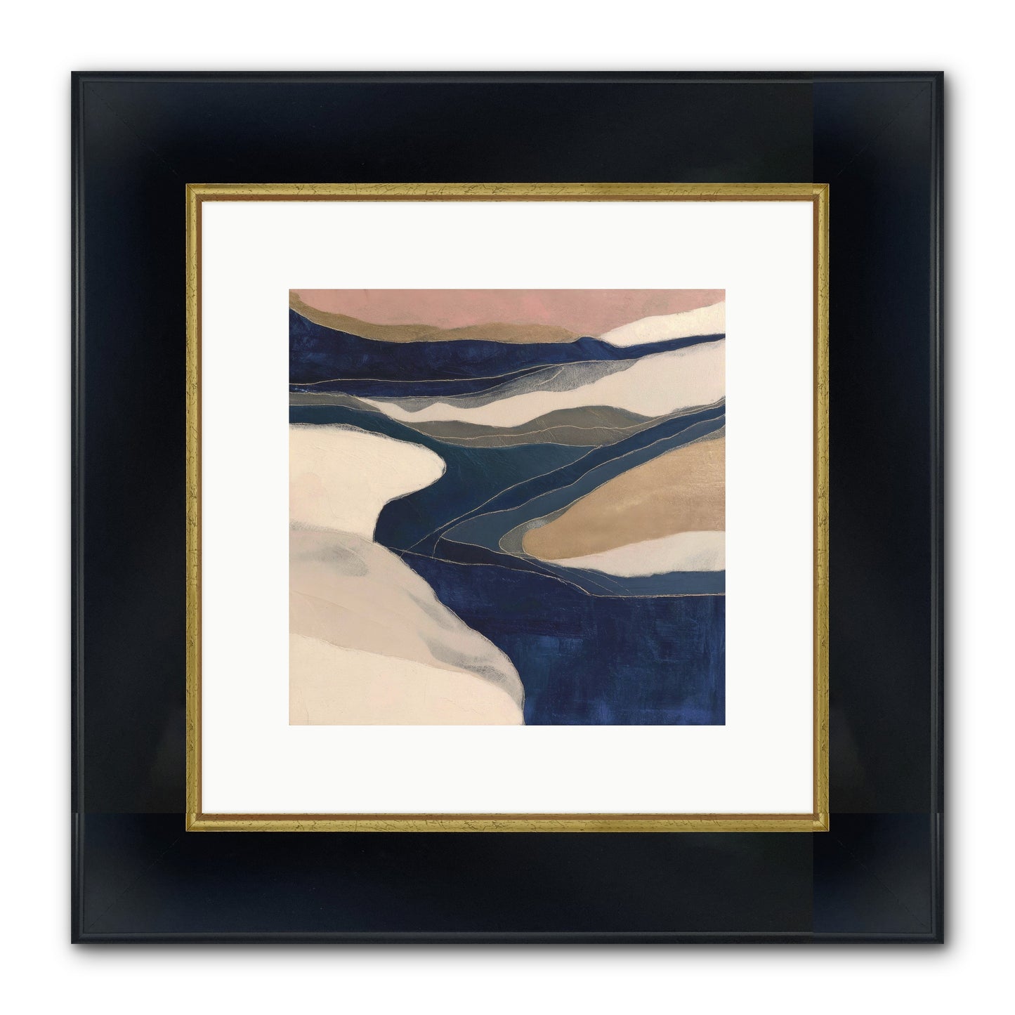 Indigo Framed Print - Wide Black w/Gold 10x10