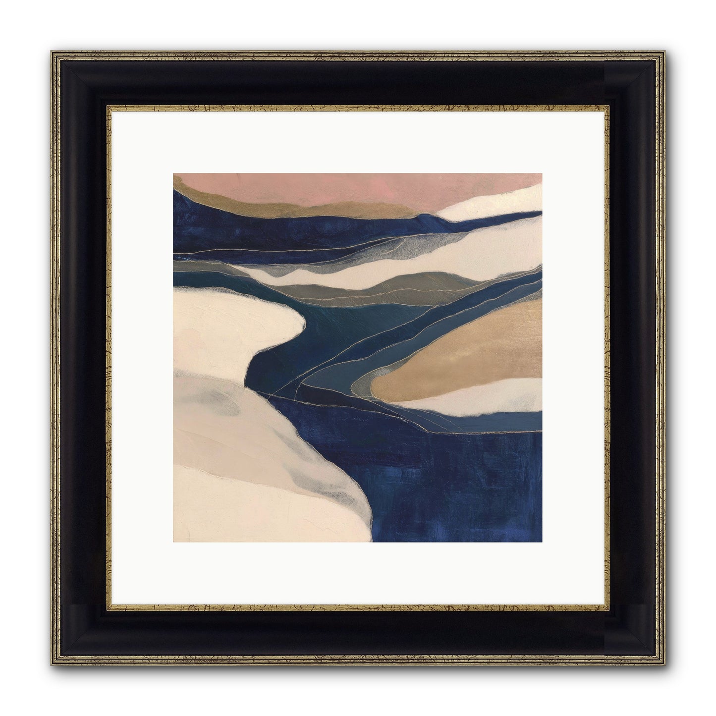 Indigo Framed Print - Black & Gold 12x12