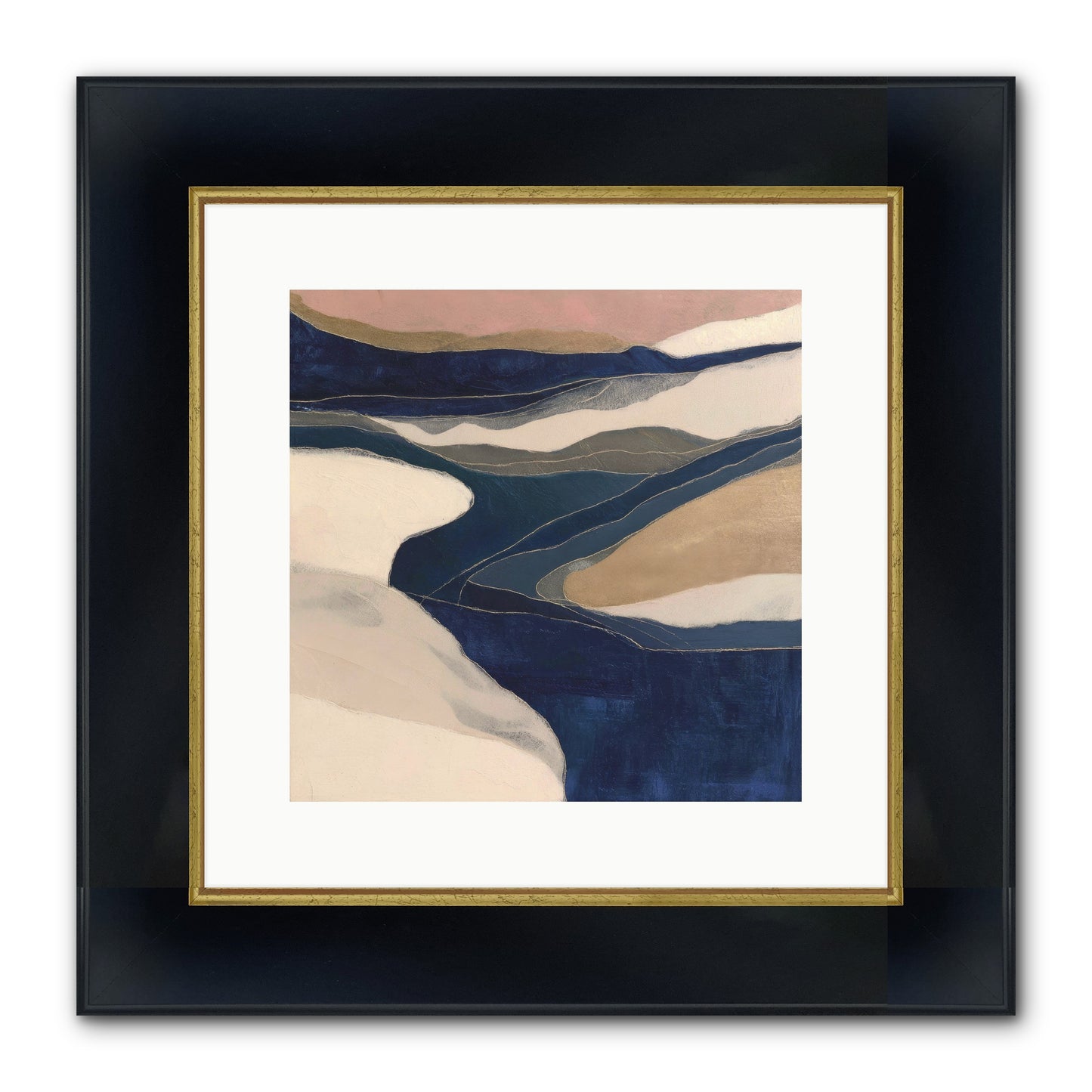 Indigo Framed Print - Wide Black w/Gold 12x12