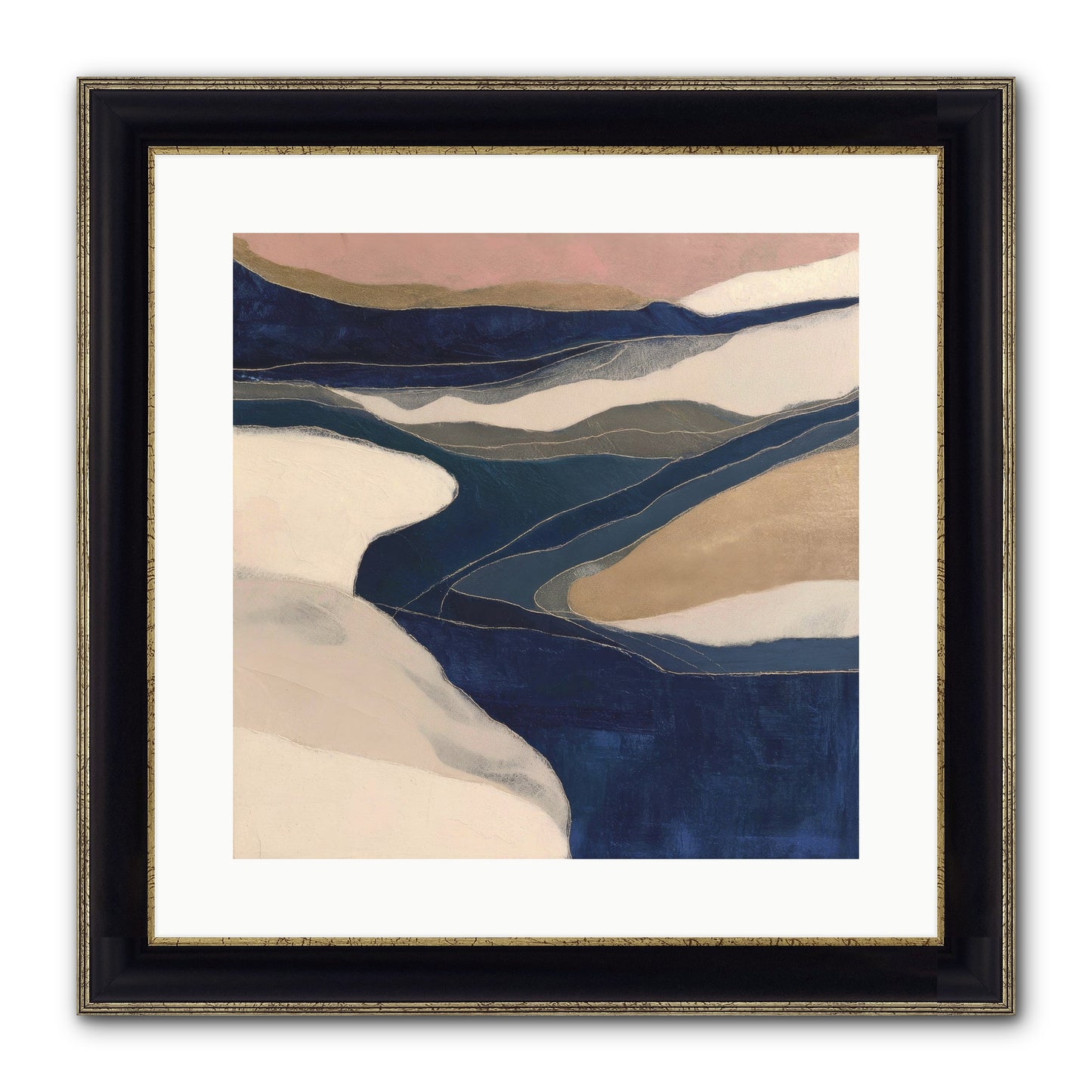 Indigo Framed Print - Black & Gold 16x16