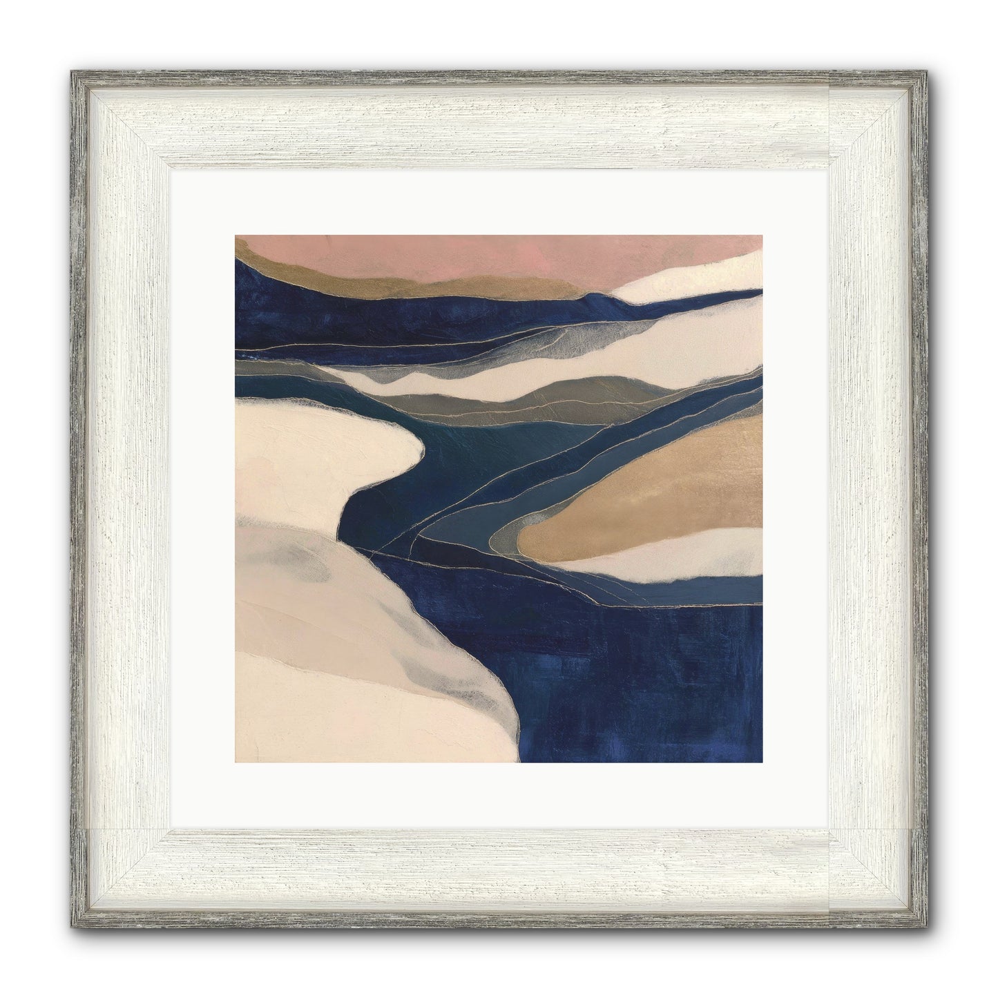 Indigo Framed Print - Driftwood White 16x16