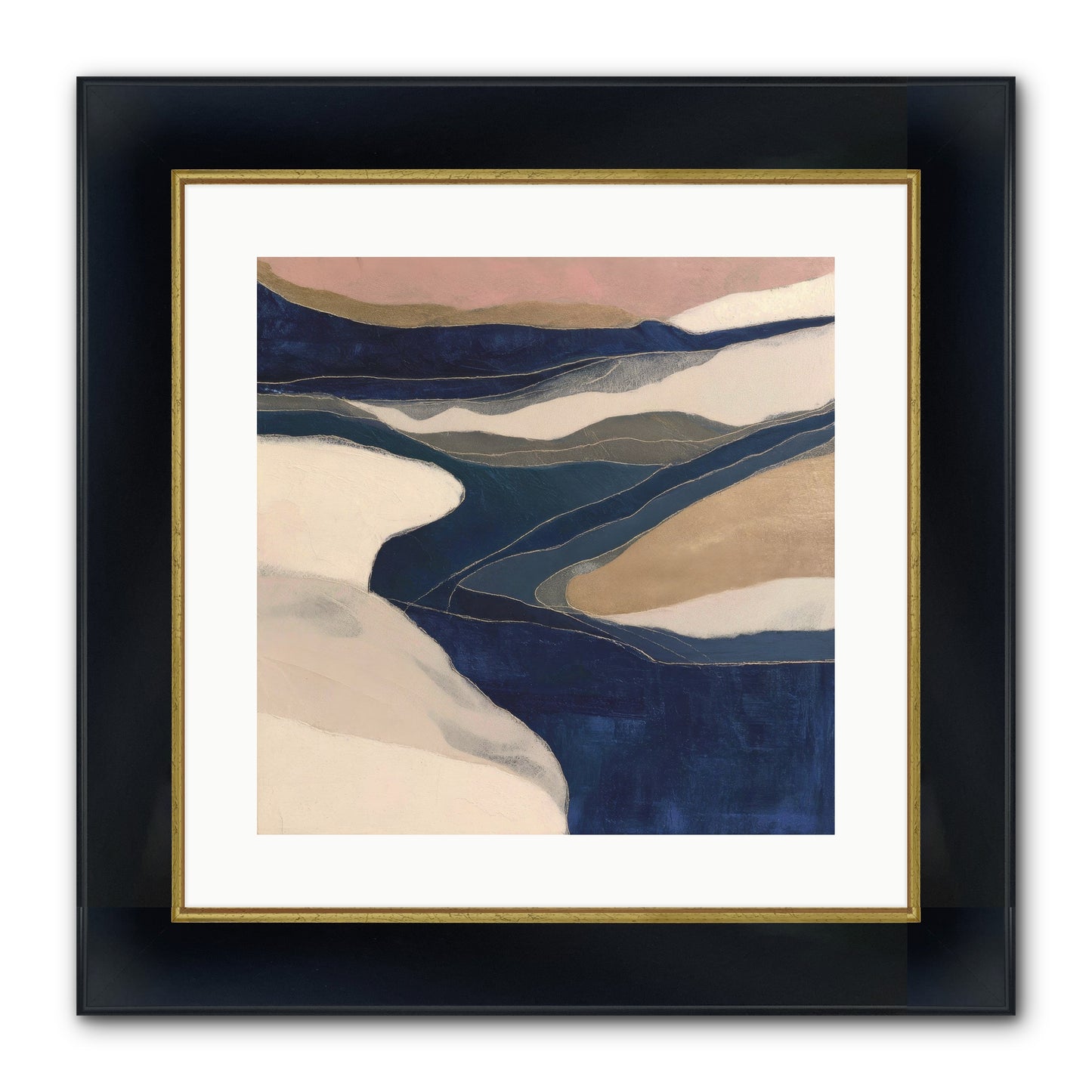 Indigo Framed Print - Wide Black w/Gold 16x16