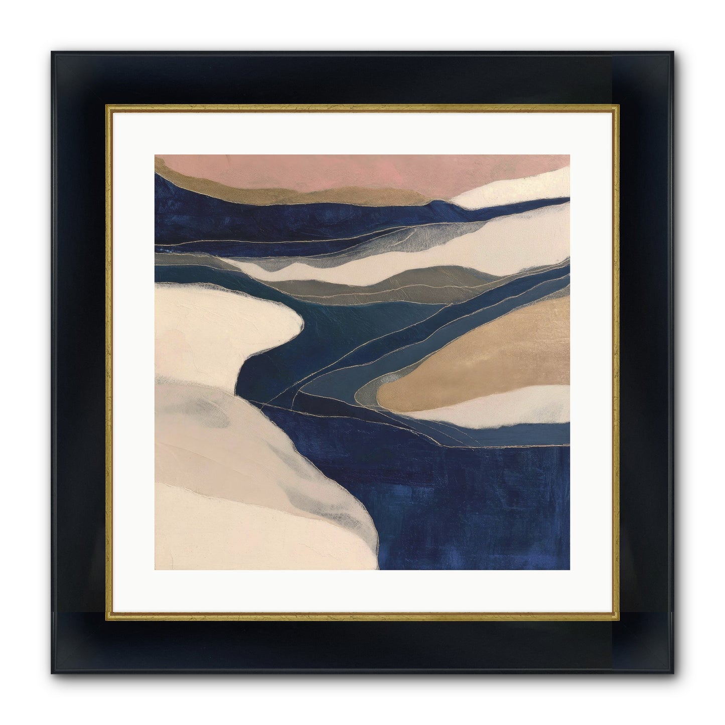 Indigo Framed Print - Wide Black w/Gold 20x20
