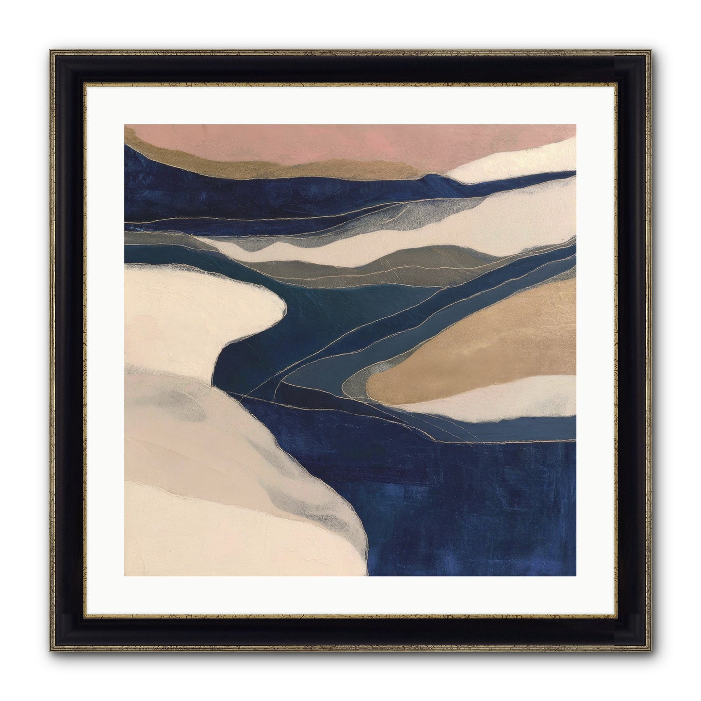 Indigo Framed Print - Black & Gold 24x24