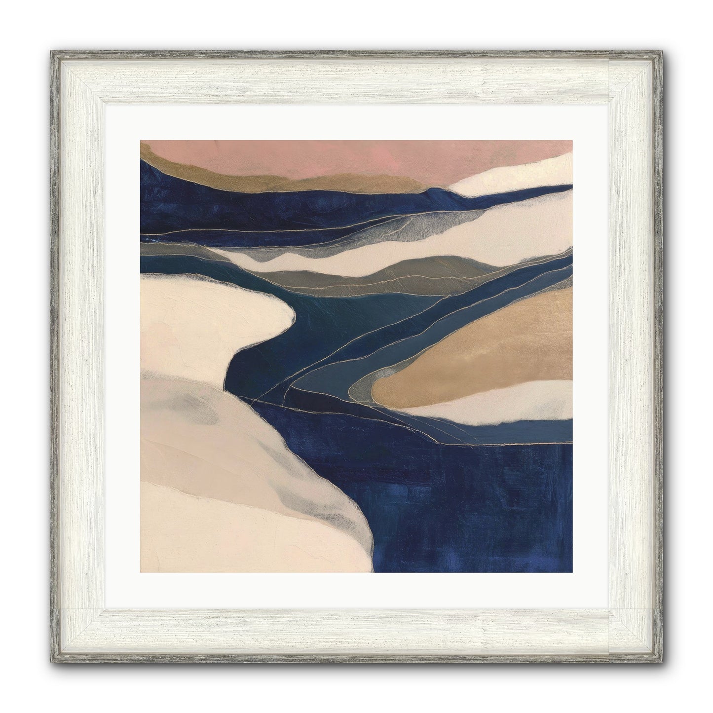 Indigo Framed Print - Driftwood White 24x24