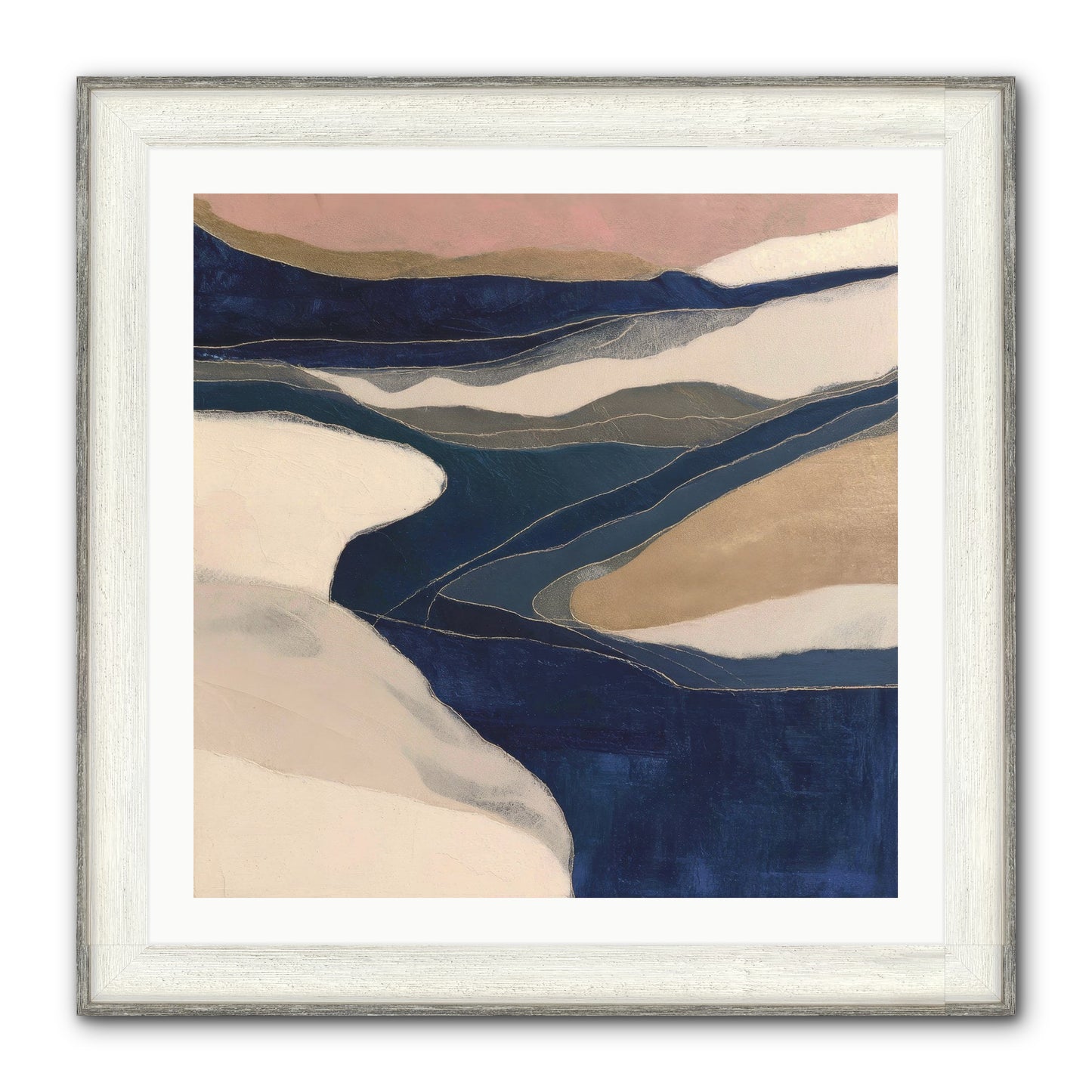 Indigo Framed Print - Driftwood White 30x30