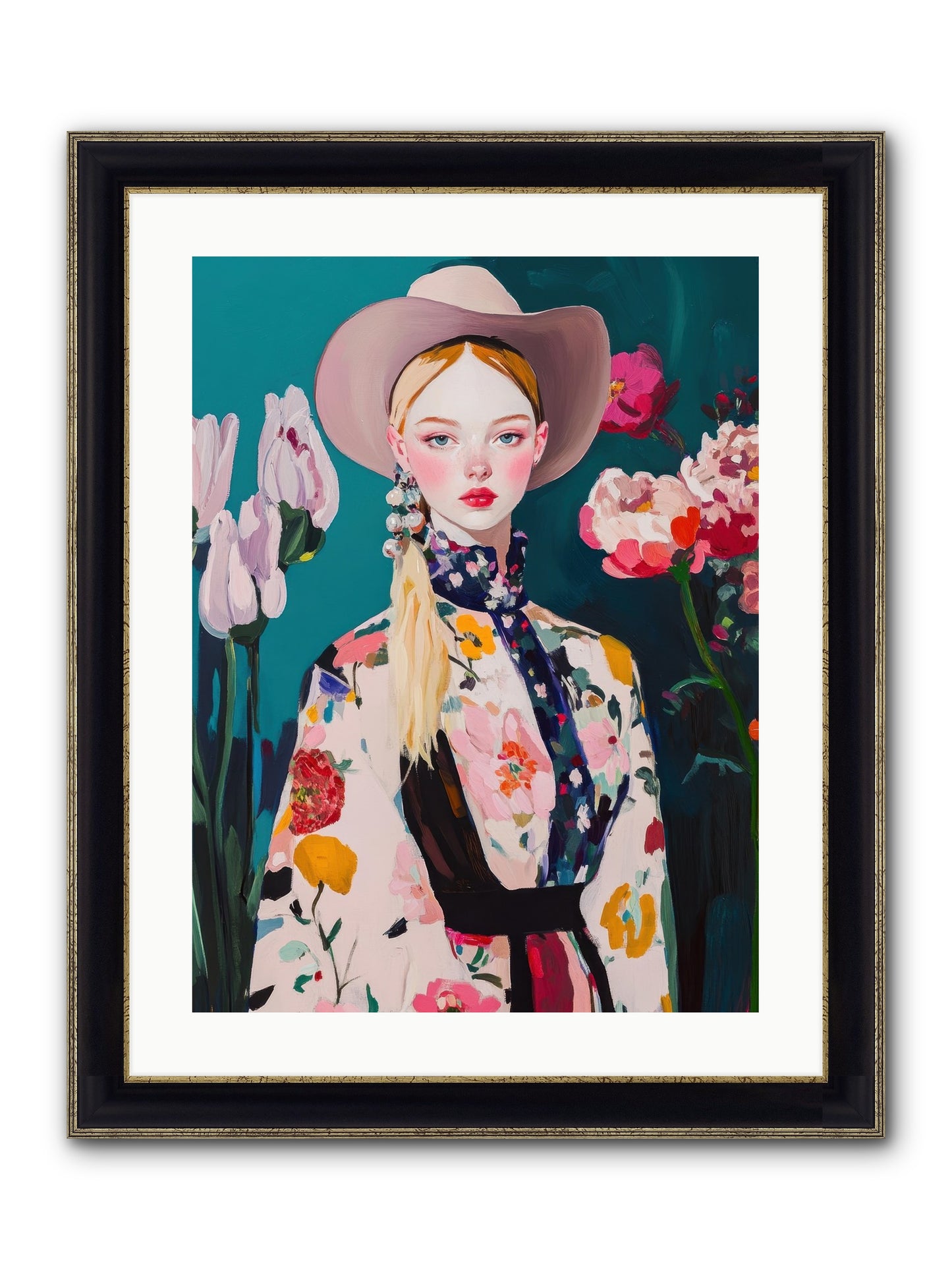 Indigo Desert Framed Print - Black & Gold 18x24