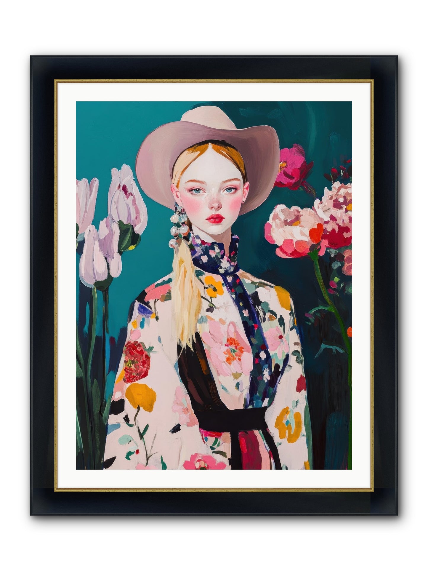 Indigo Desert Framed Print - Wide Black w/Gold 30x40
