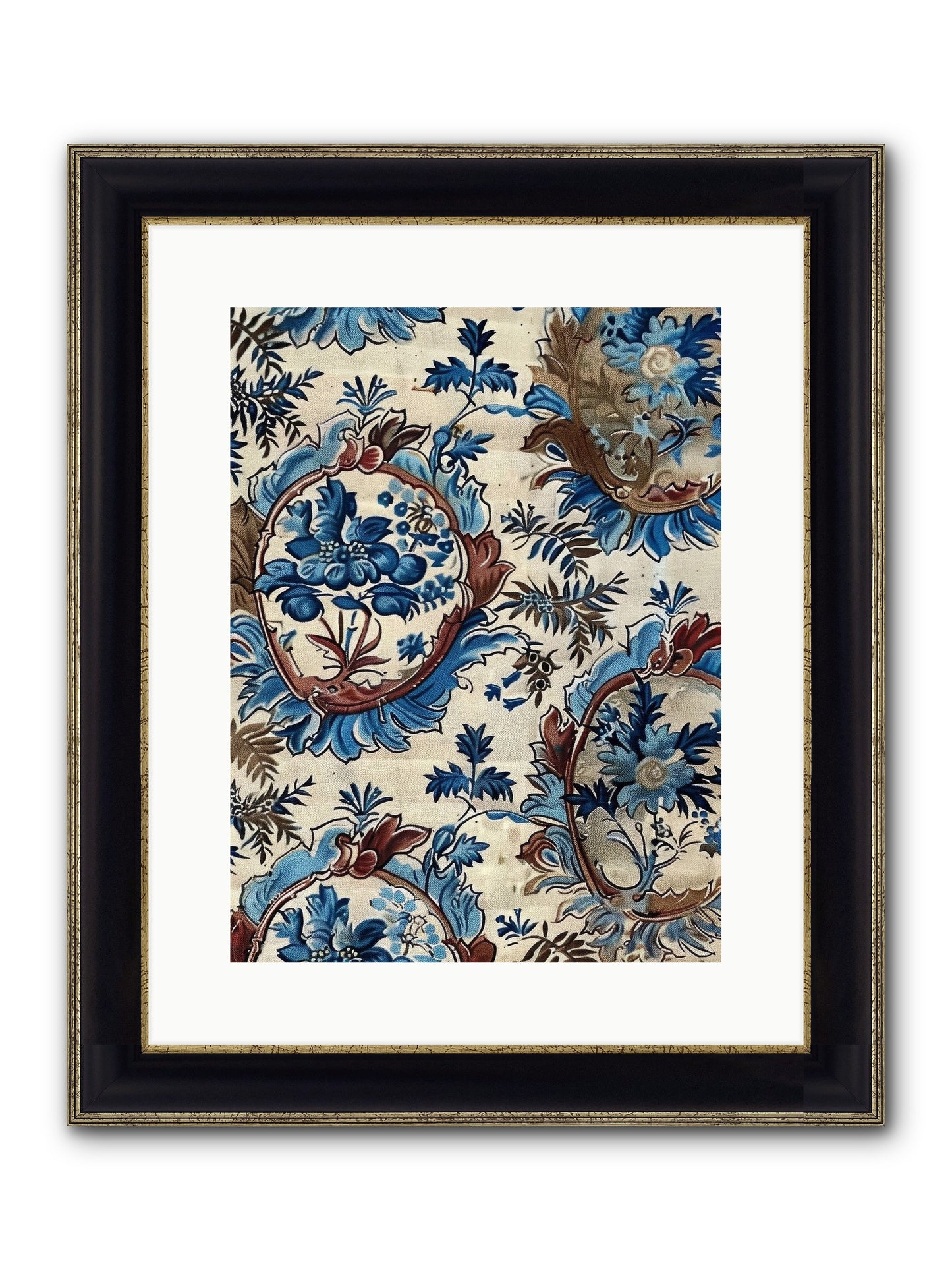 Indigo Silhouette Framed Print - Black & Gold 12x16