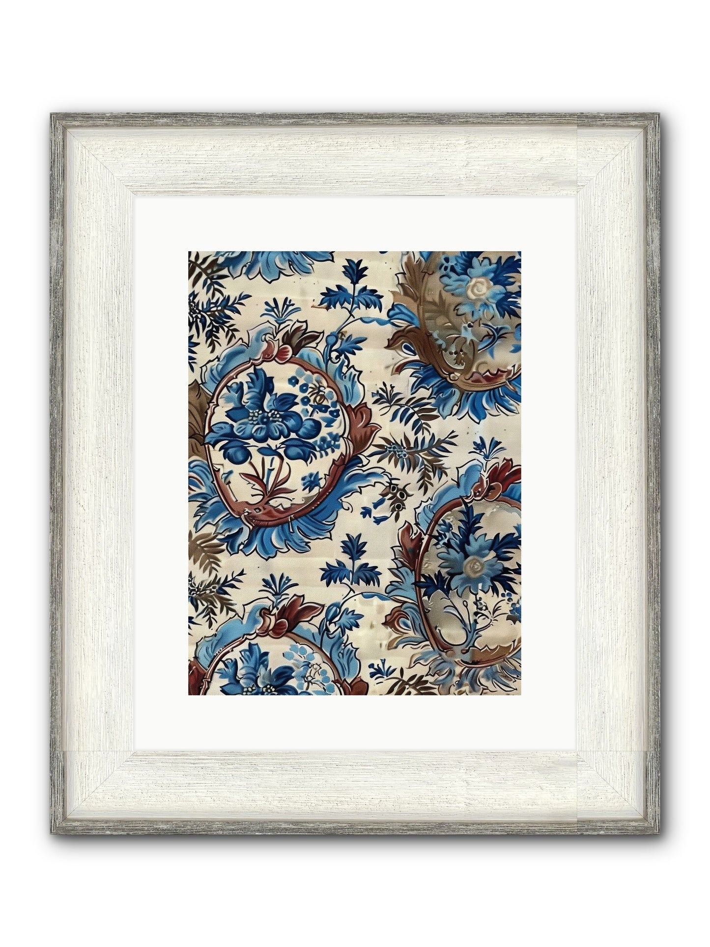 Indigo Silhouette Framed Print - Driftwood White 12x16