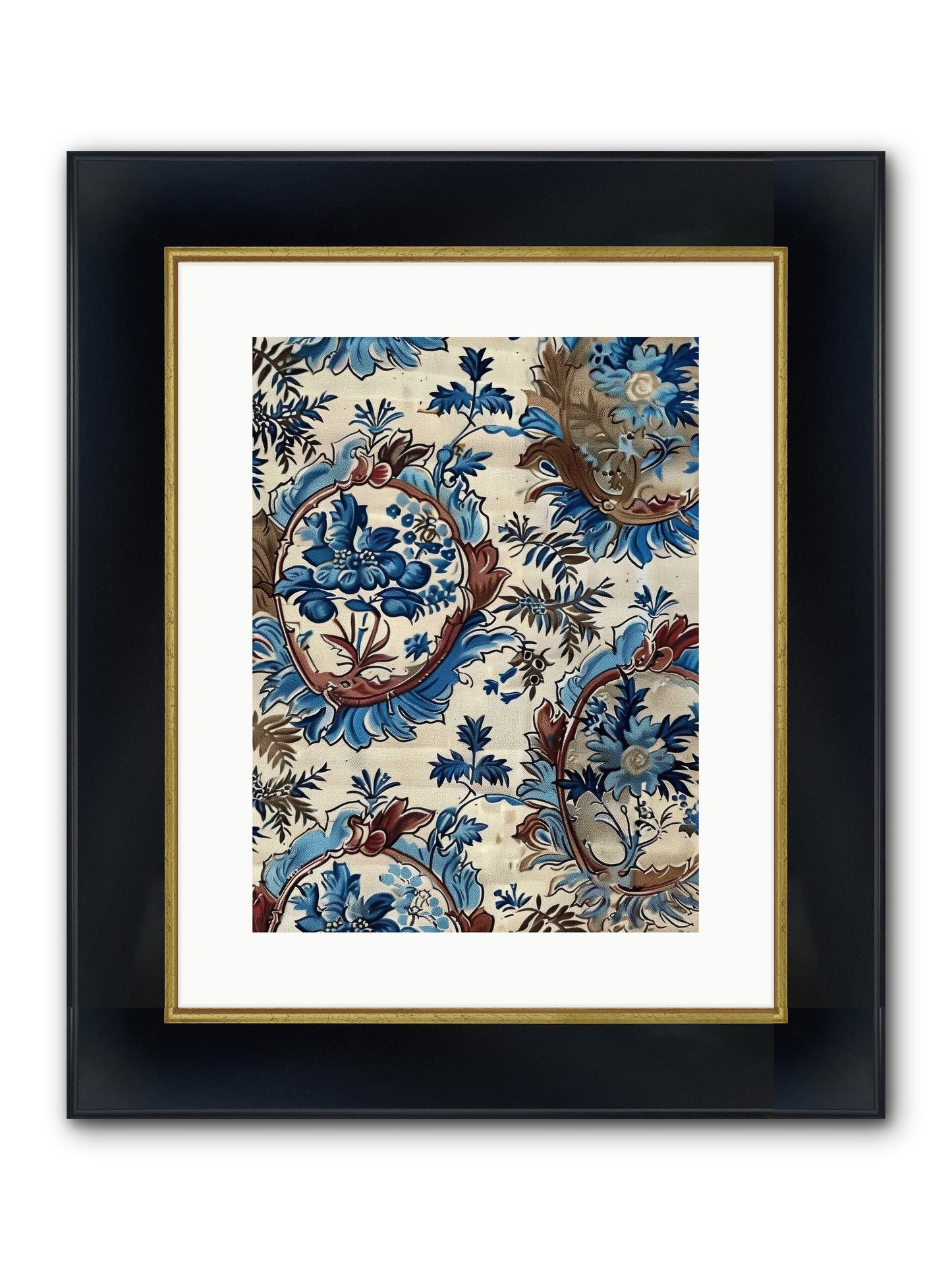 Indigo Silhouette Framed Print - Wide Black w/Gold 12x16