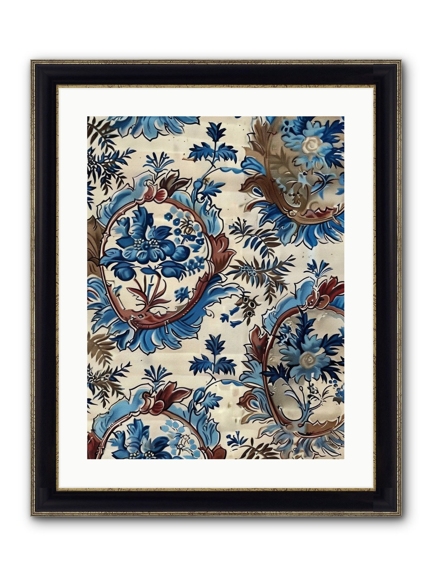 Indigo Silhouette Framed Print - Black & Gold 18x24