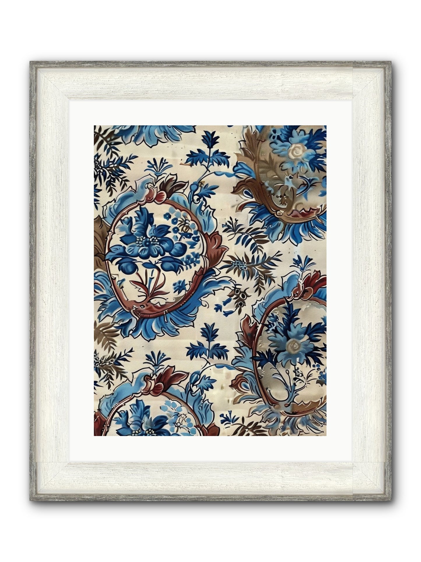 Indigo Silhouette Framed Print - Driftwood White 18x24