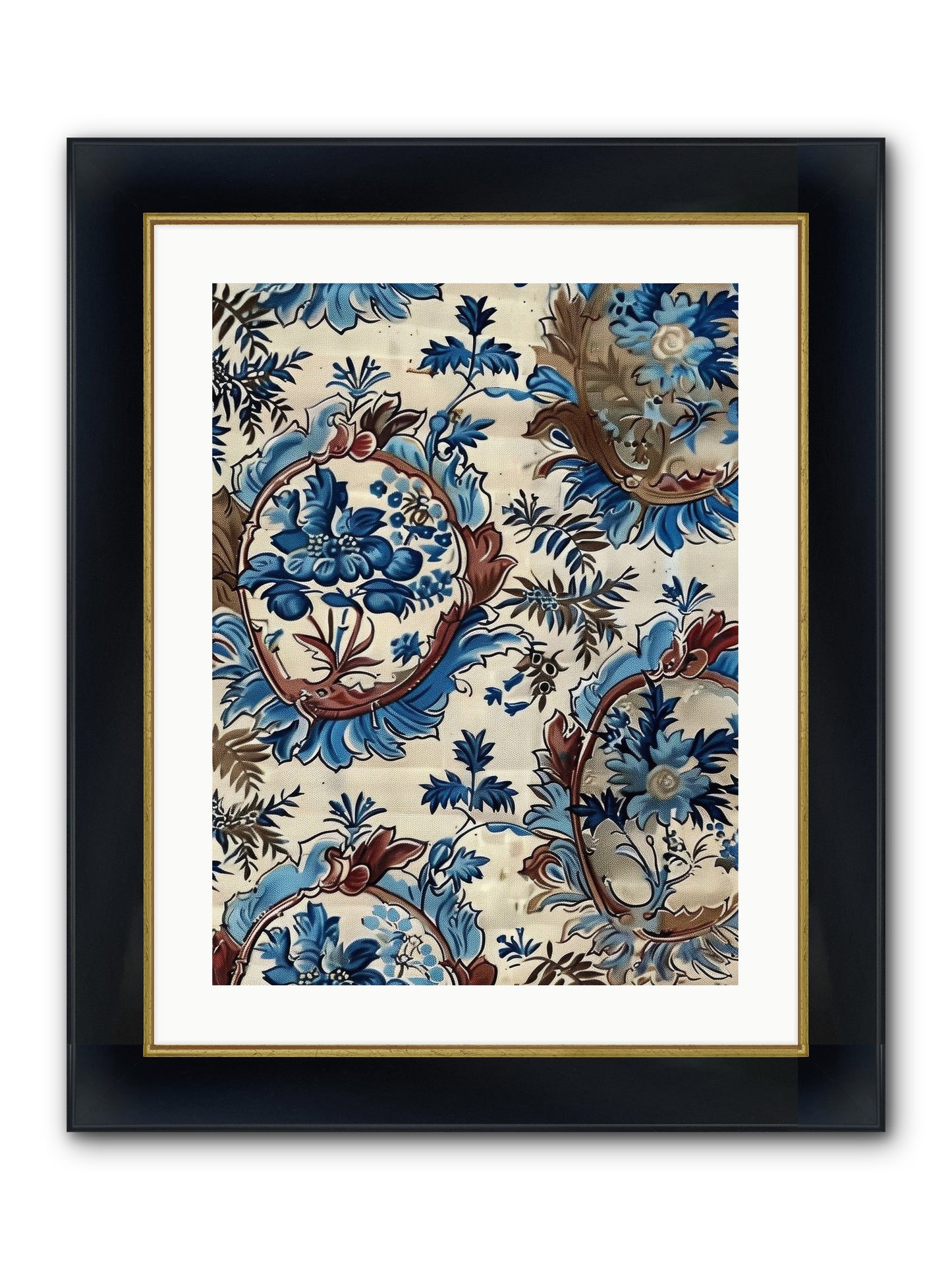 Indigo Silhouette Framed Print - Wide Black w/Gold 18x24