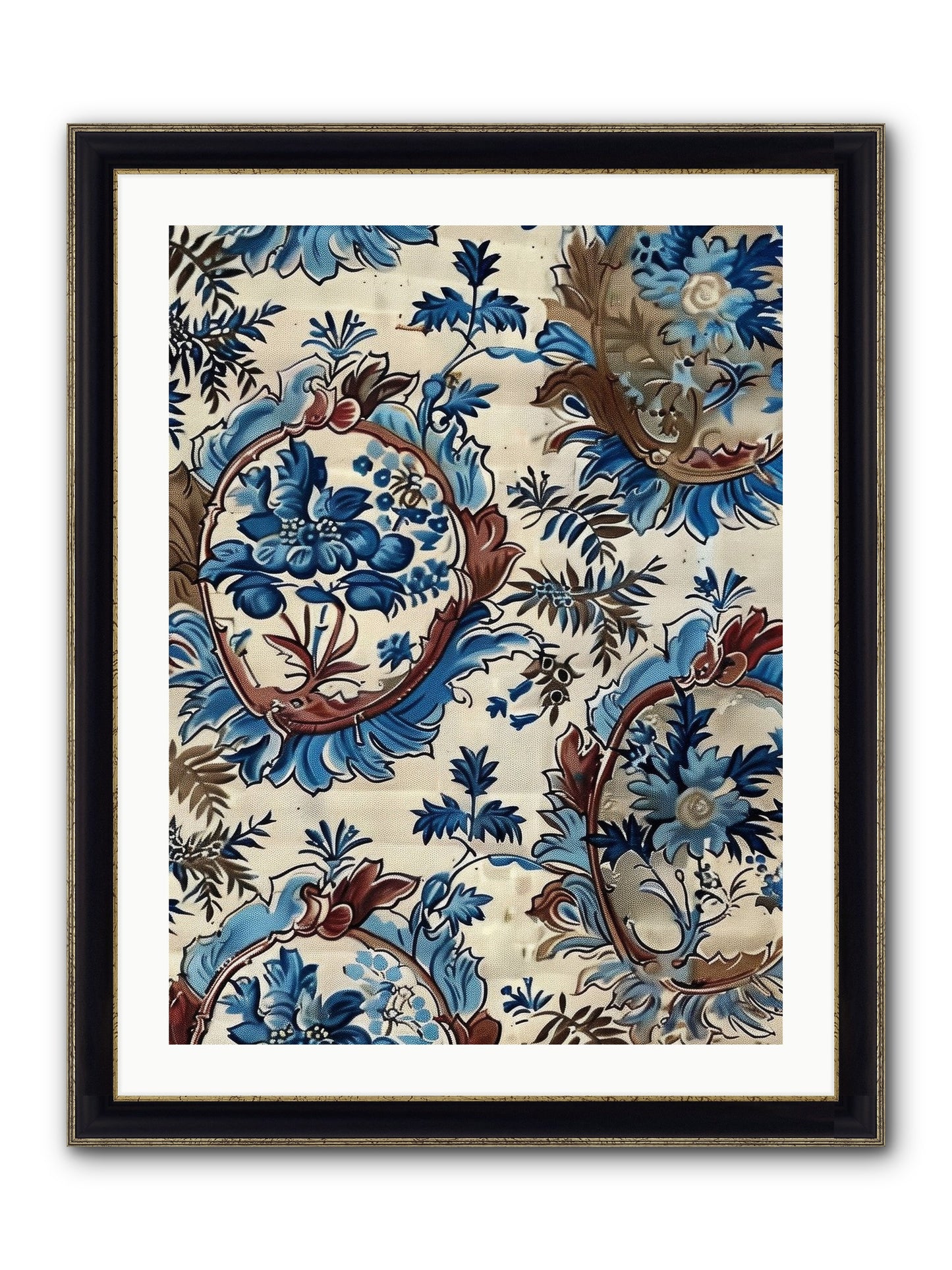 Indigo Silhouette Framed Print - Black & Gold 24x32