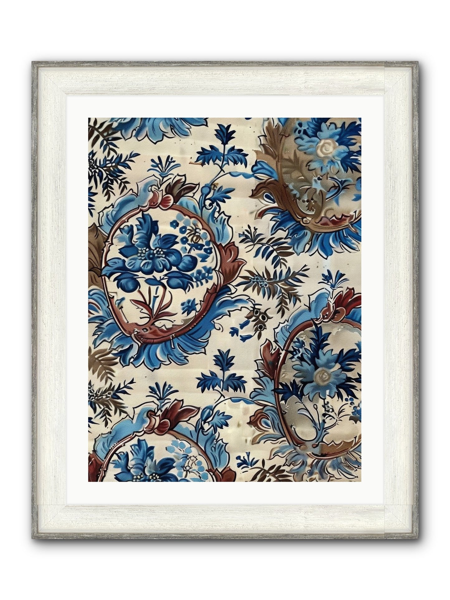 Indigo Silhouette Framed Print - Driftwood White 24x32
