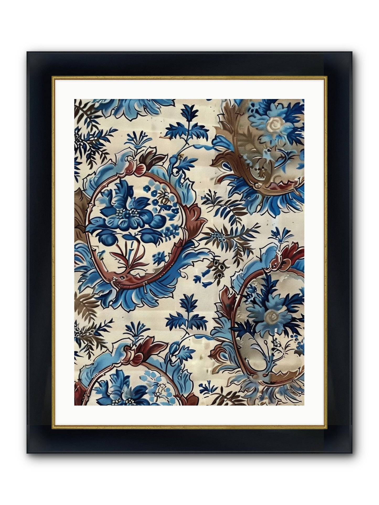 Indigo Silhouette Framed Print - Wide Black w/Gold 24x32