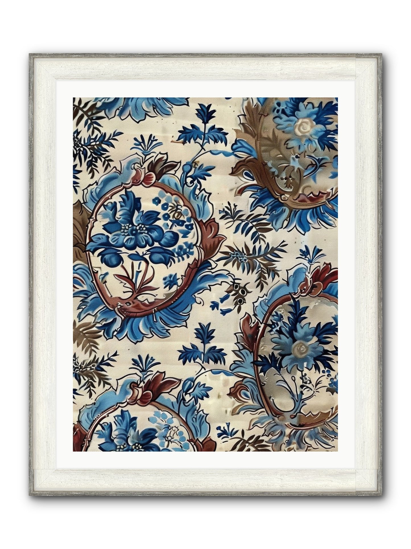 Indigo Silhouette Framed Print - Driftwood White 30x40