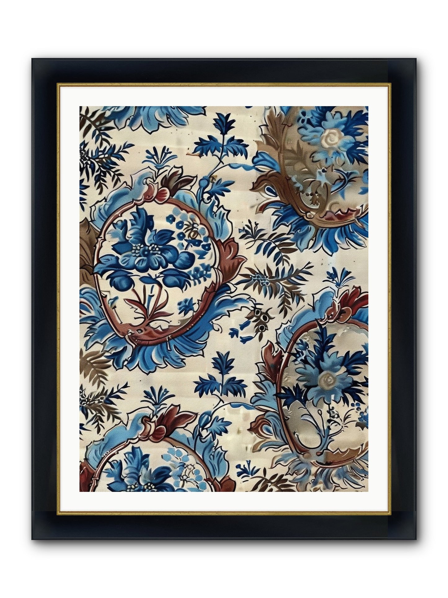 Indigo Silhouette Framed Print - Wide Black w/Gold 30x40