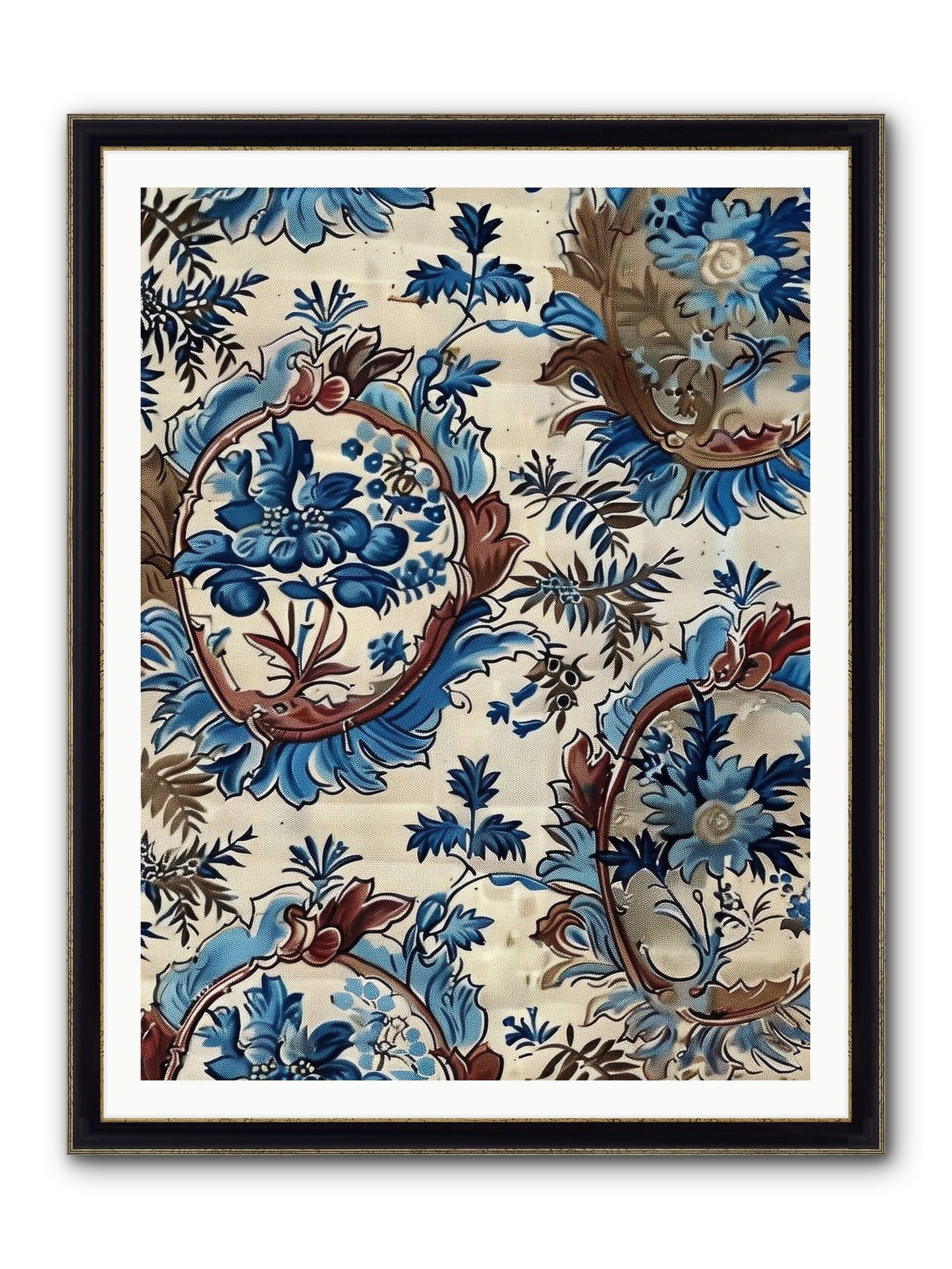 Indigo Silhouette Framed Print - Black & Gold 36x48