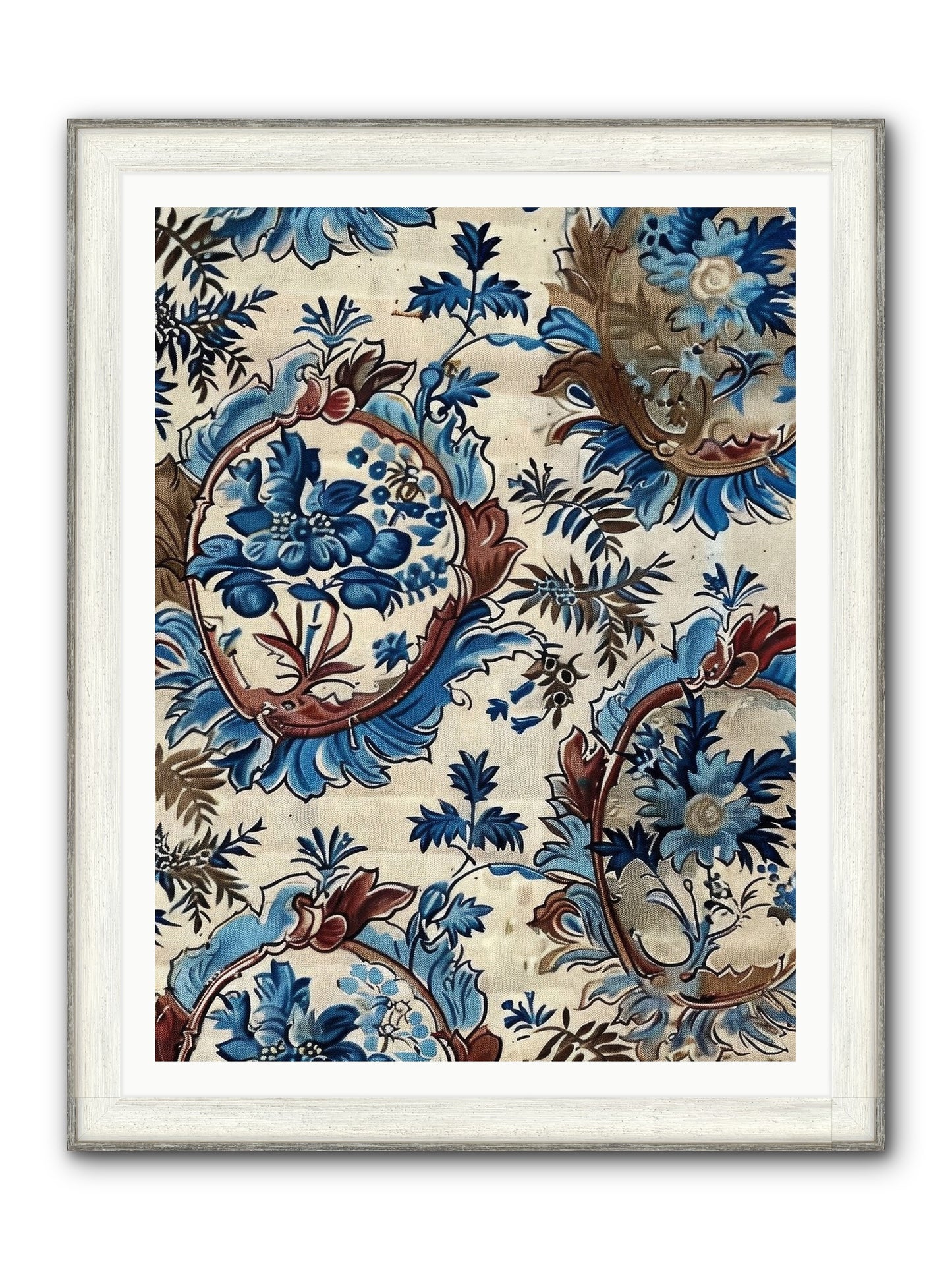 Indigo Silhouette Framed Print - Driftwood White 36x48