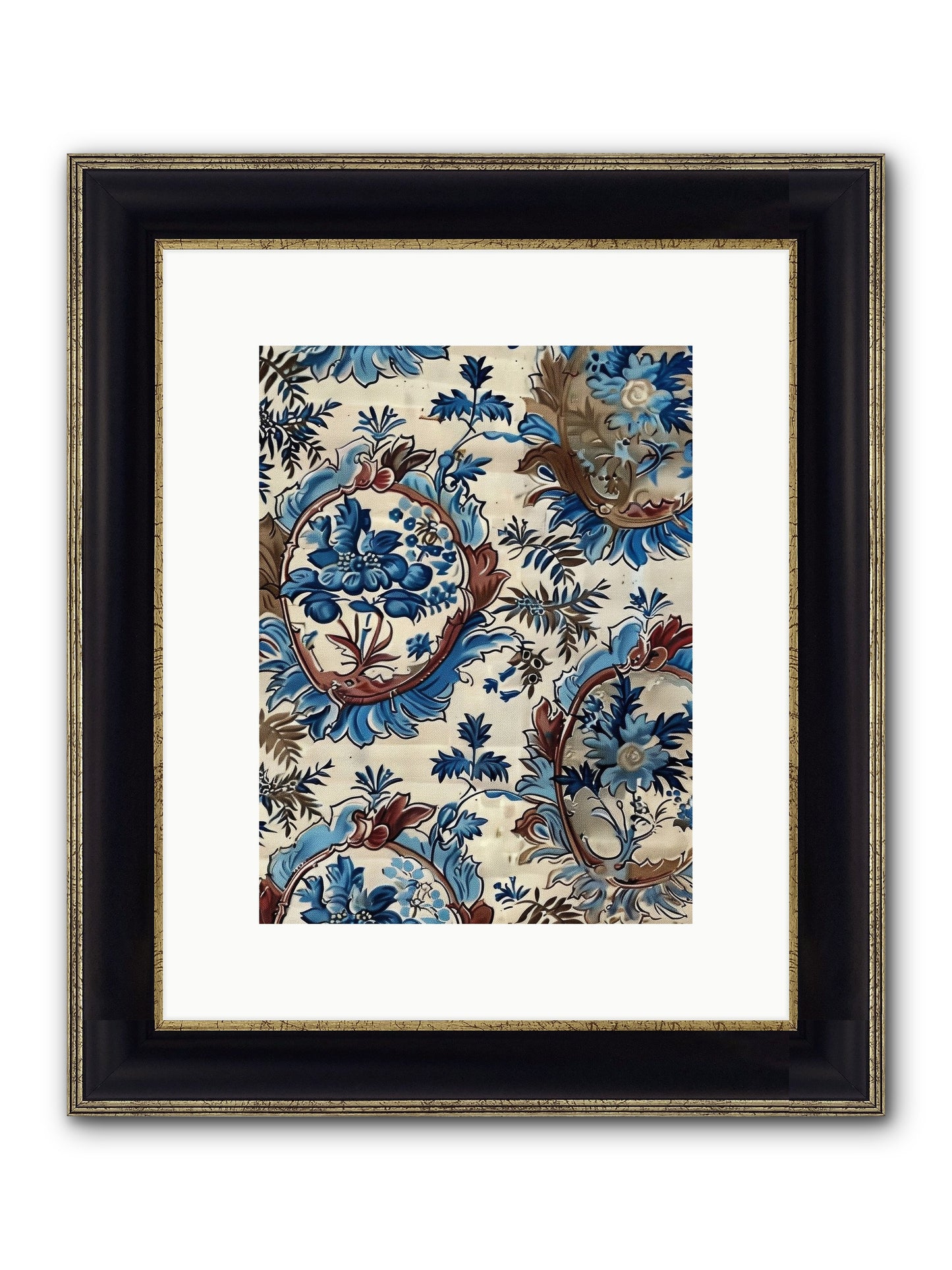 Indigo Silhouette Framed Print - Black & Gold 9x12