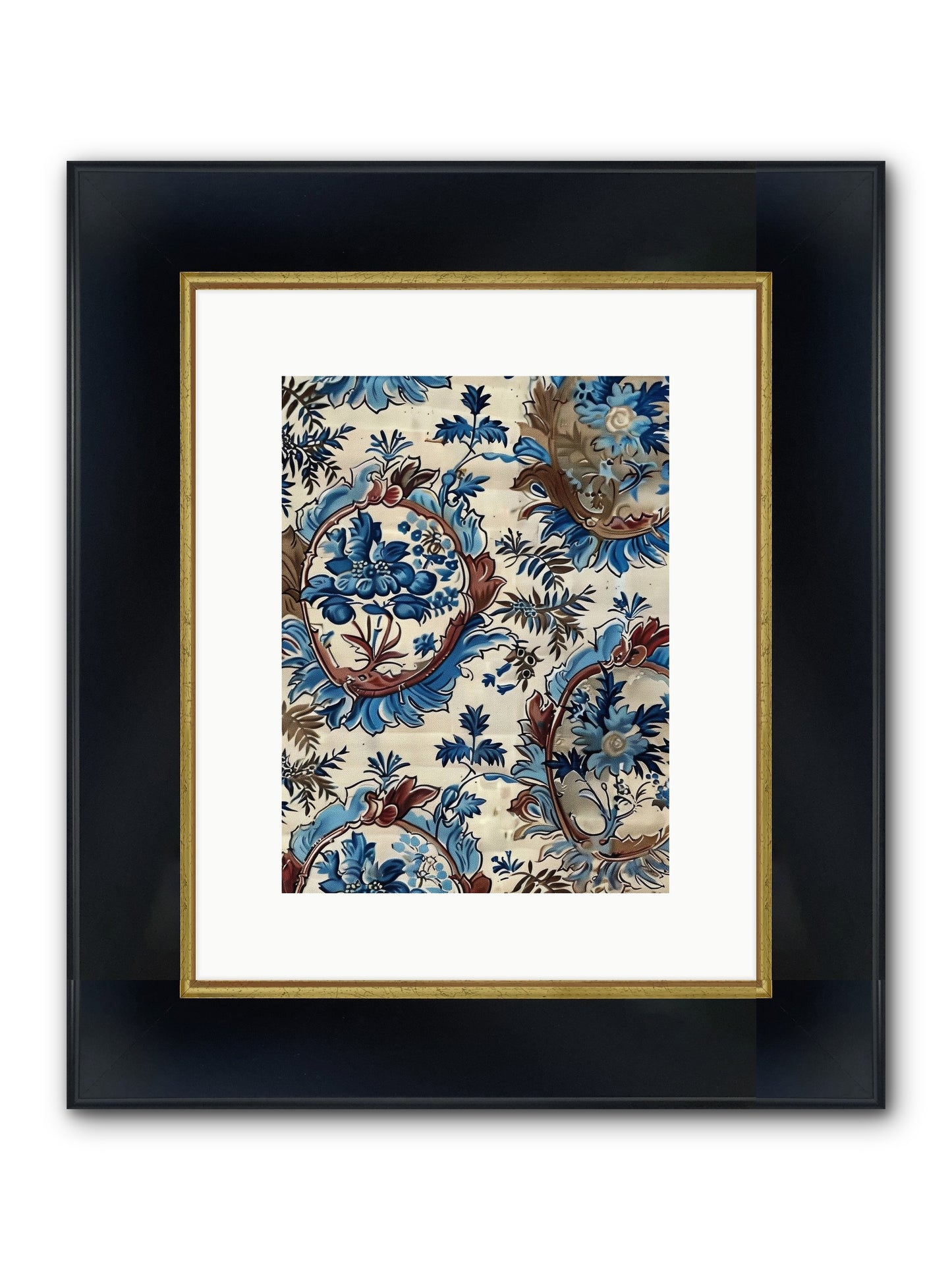 Indigo Silhouette Framed Print - Wide Black w/Gold 9x12