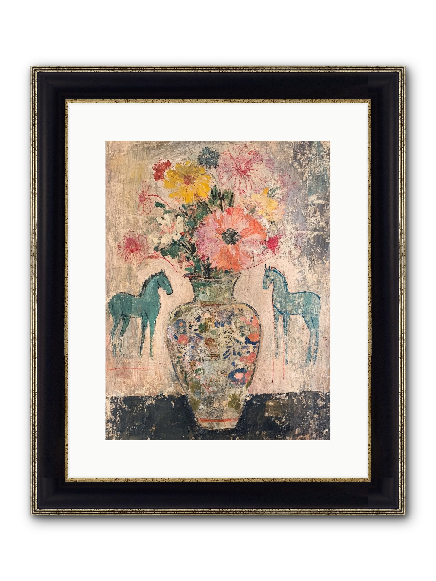 Indigo Steeds Of Ashworth Framed Print - Black & Gold 12x16