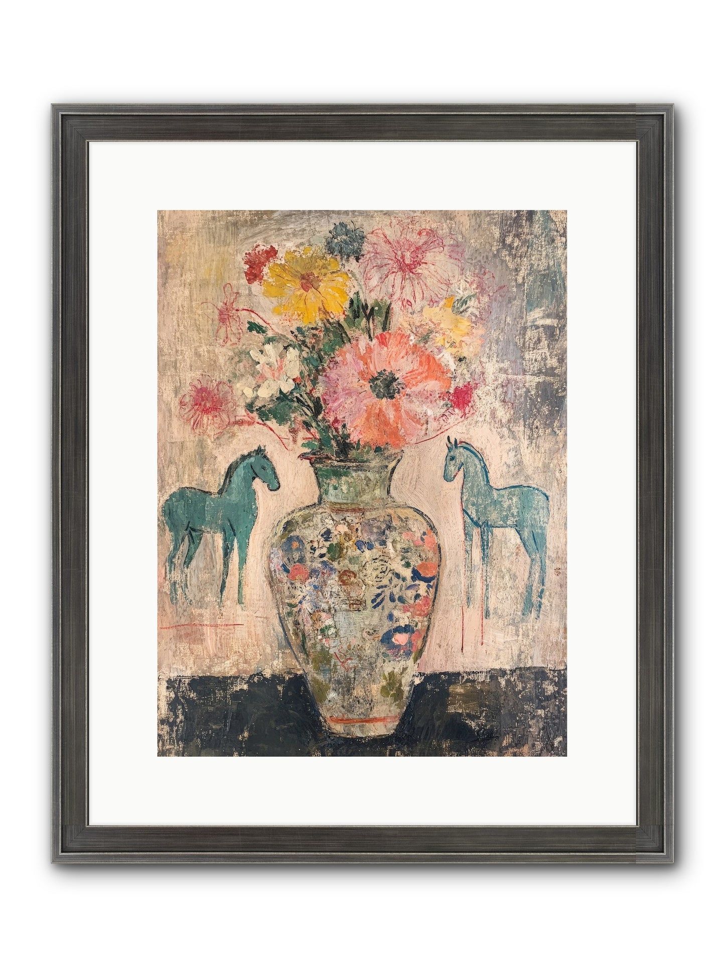 Indigo Steeds Of Ashworth Framed Print - Slimwoods Black/Silver 12x16