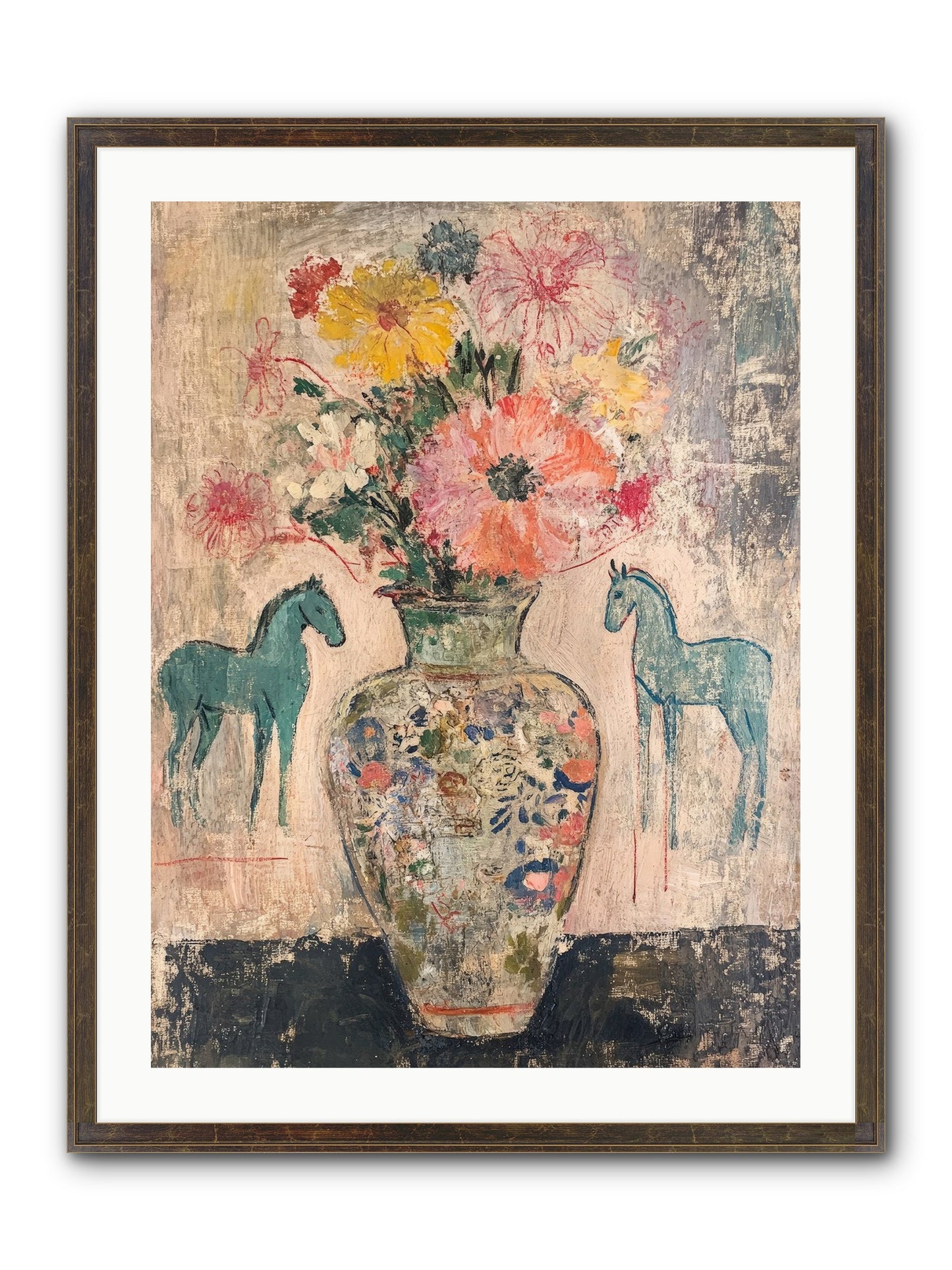 Indigo Steeds Of Ashworth Framed Print - Slimwoods Black/Gold 24x32