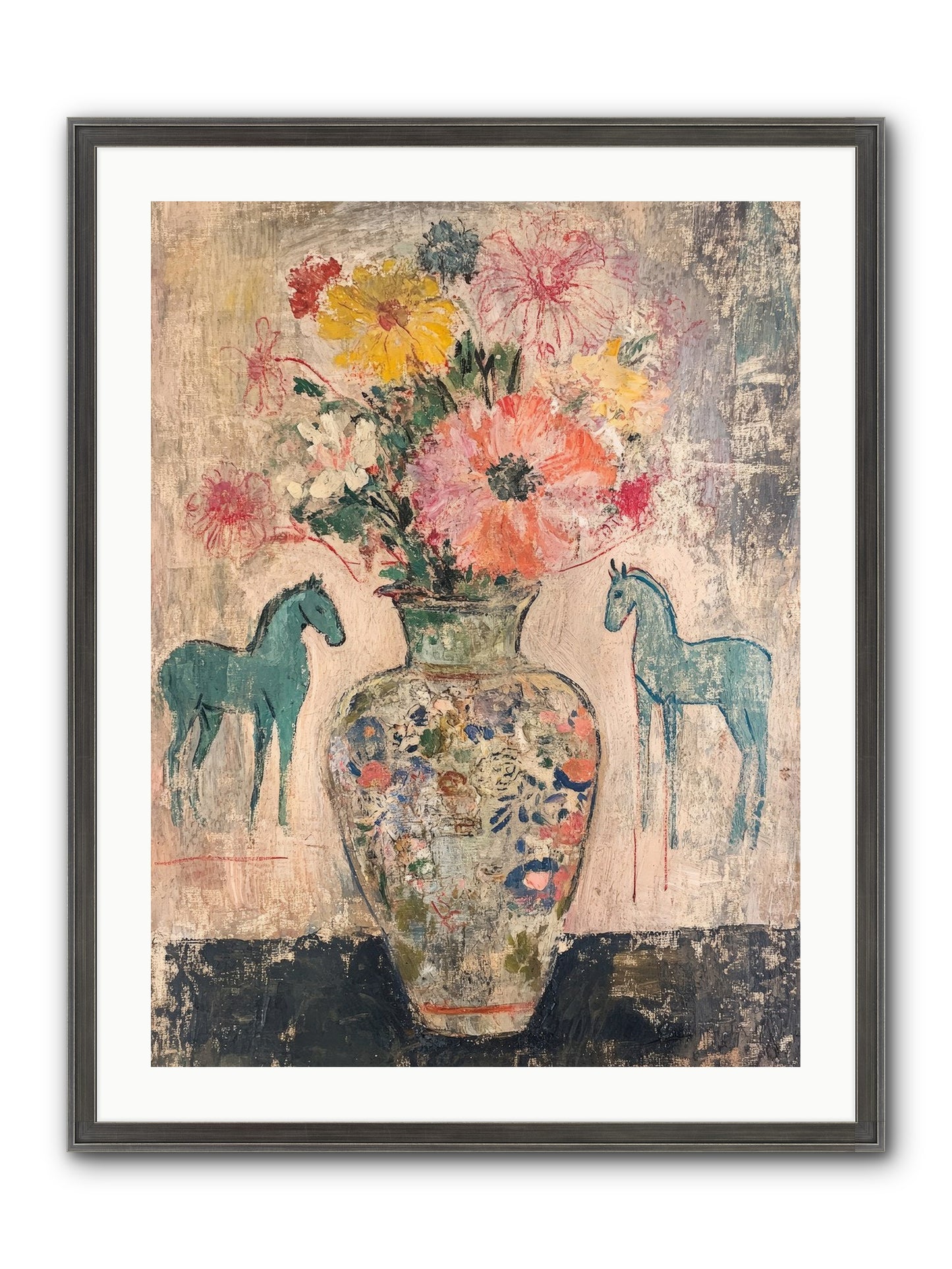 Indigo Steeds Of Ashworth Framed Print - Slimwoods Black/Silver 24x32