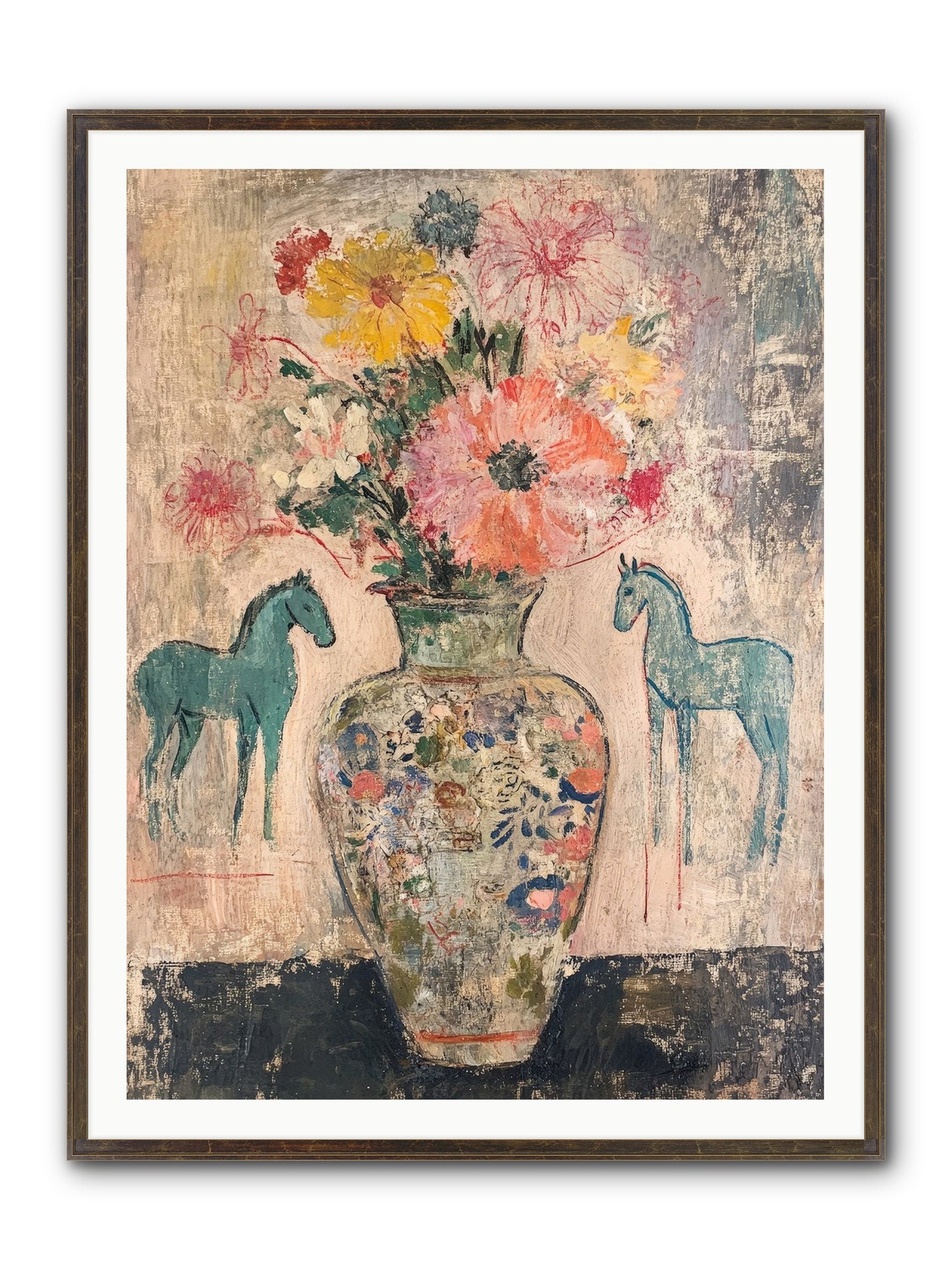 Indigo Steeds Of Ashworth Framed Print - Slimwoods Black/Gold 36x48