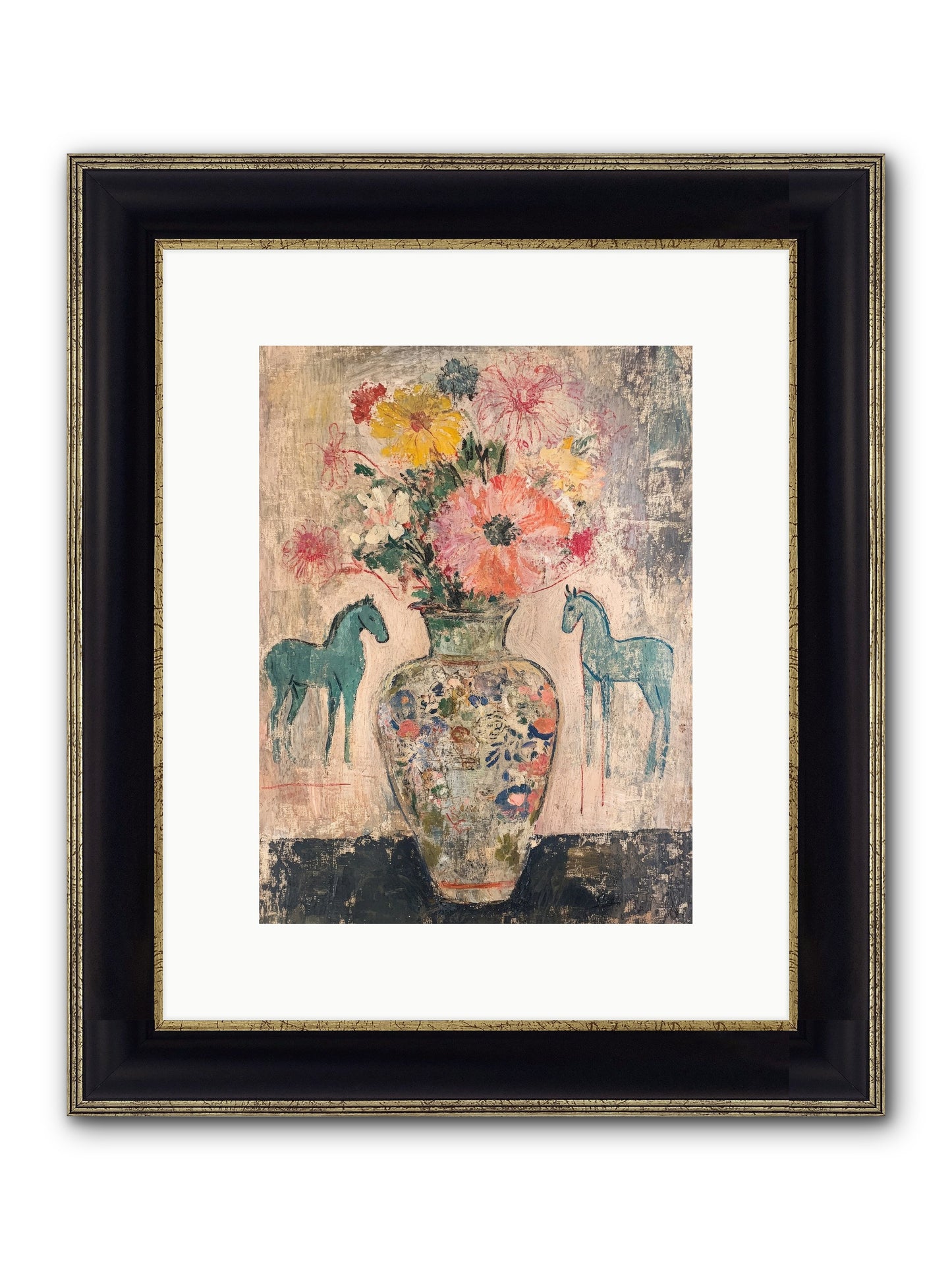 Indigo Steeds Of Ashworth Framed Print - Black & Gold 9x12