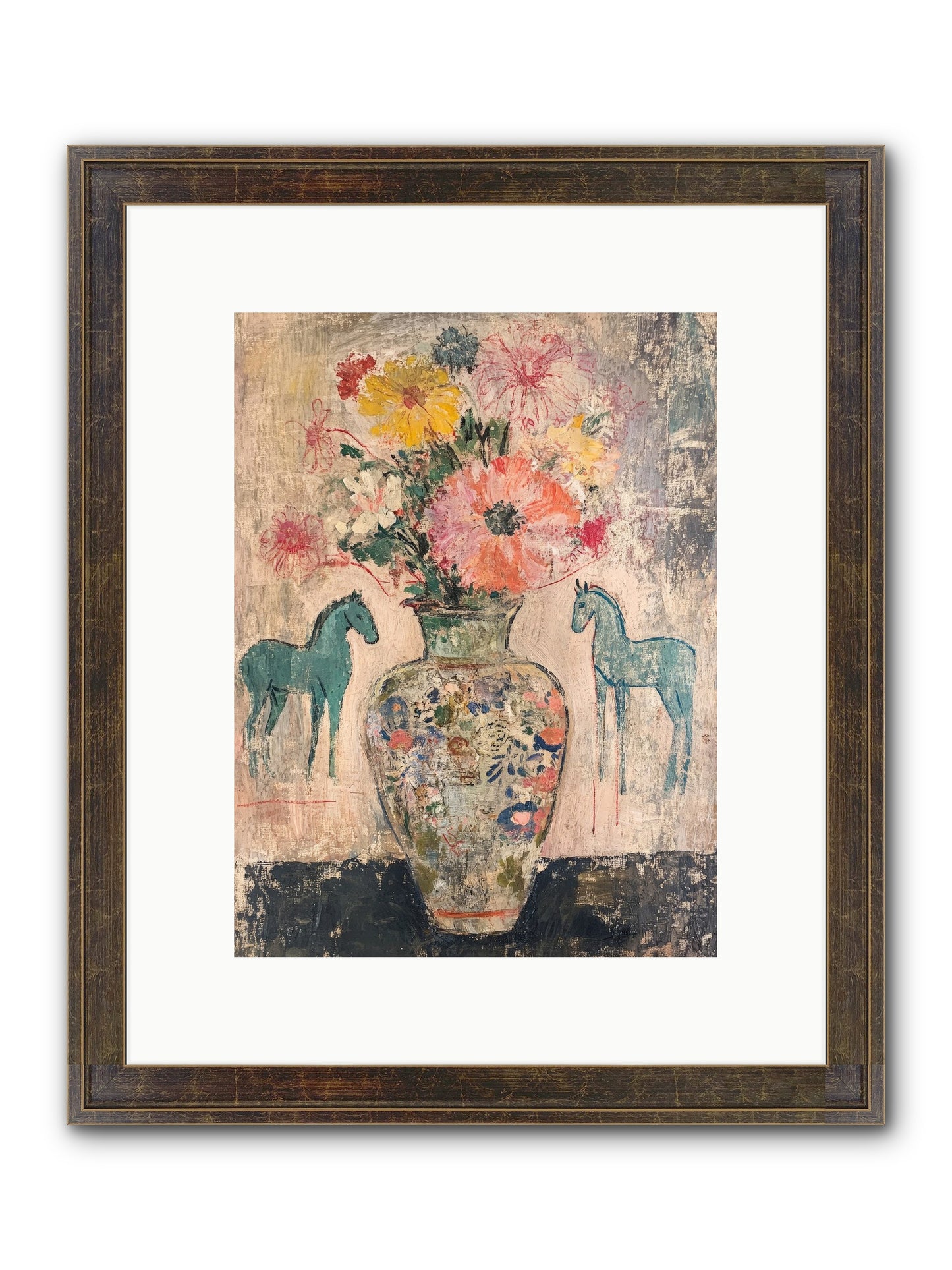 Indigo Steeds Of Ashworth Framed Print - Slimwoods Black/Gold 9x12