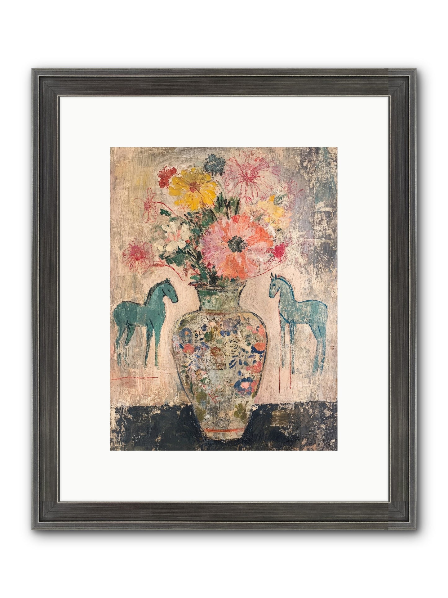 Indigo Steeds Of Ashworth Framed Print - Slimwoods Black/Silver 9x12