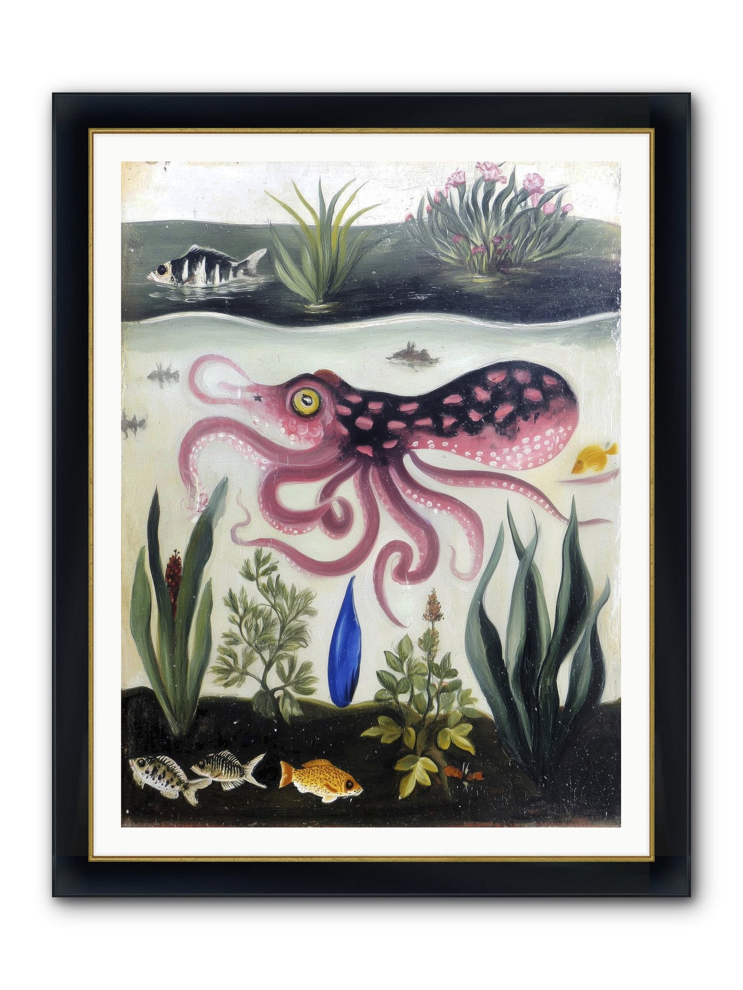 Ink Spell Framed Print - Wide Black w/Gold 36x48