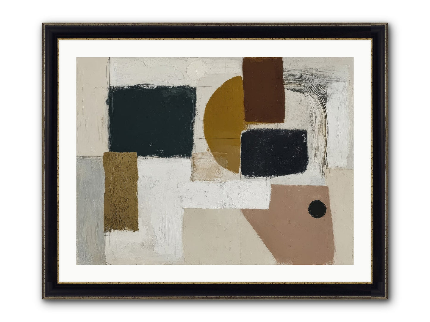 Invisible Thread Framed Print - Black & Gold 32x24