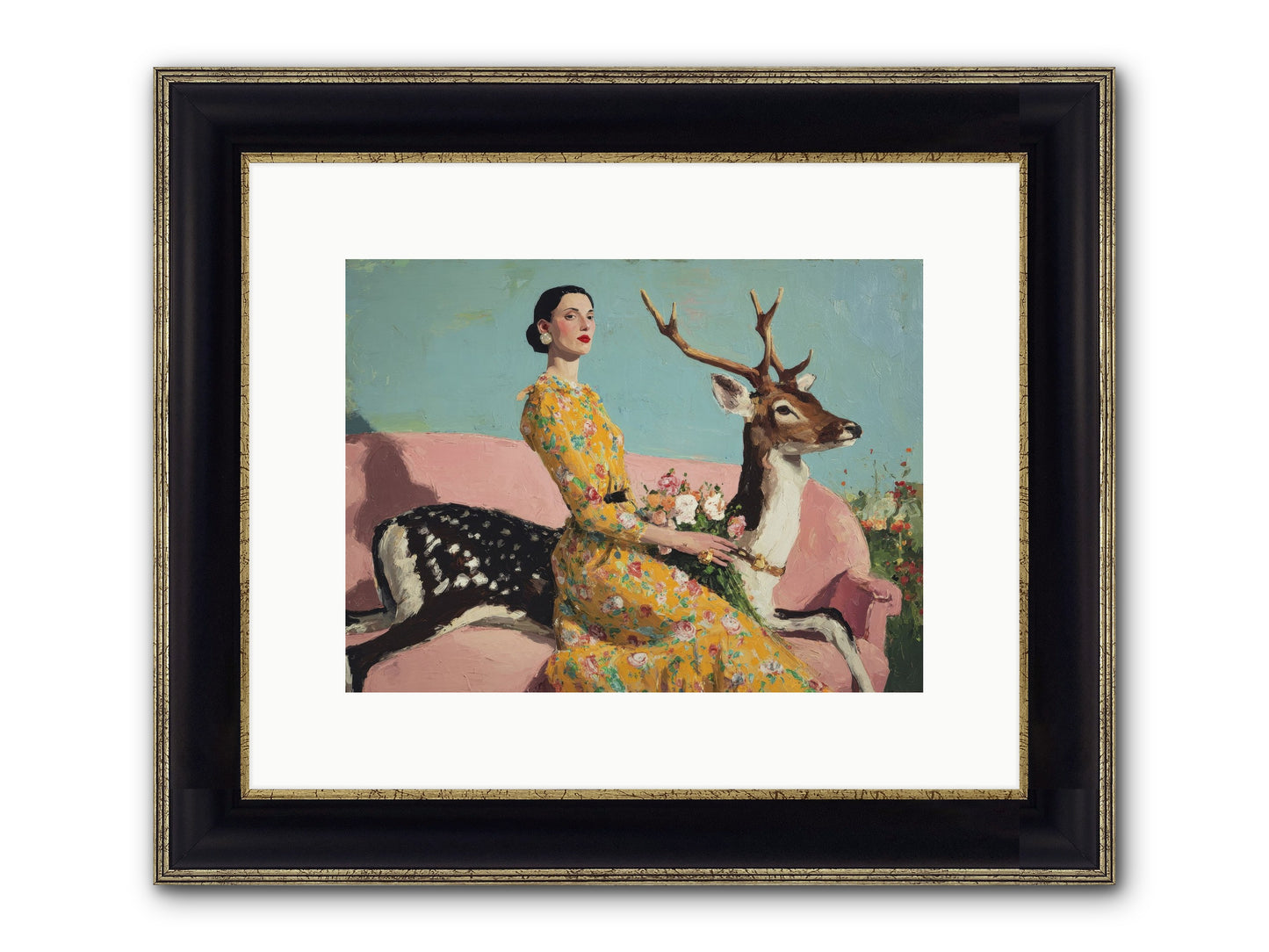Iridescent Parlor Framed Print - Black & Gold 12x9
