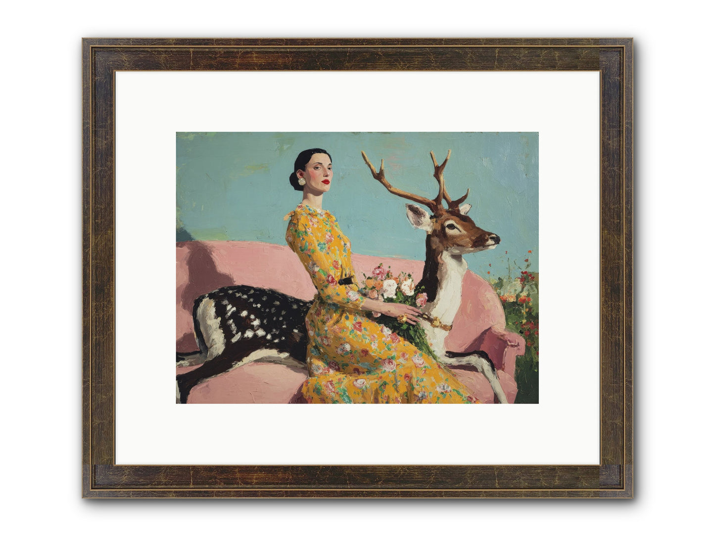 Iridescent Parlor Framed Print - Slimwoods Black/Gold 12x9