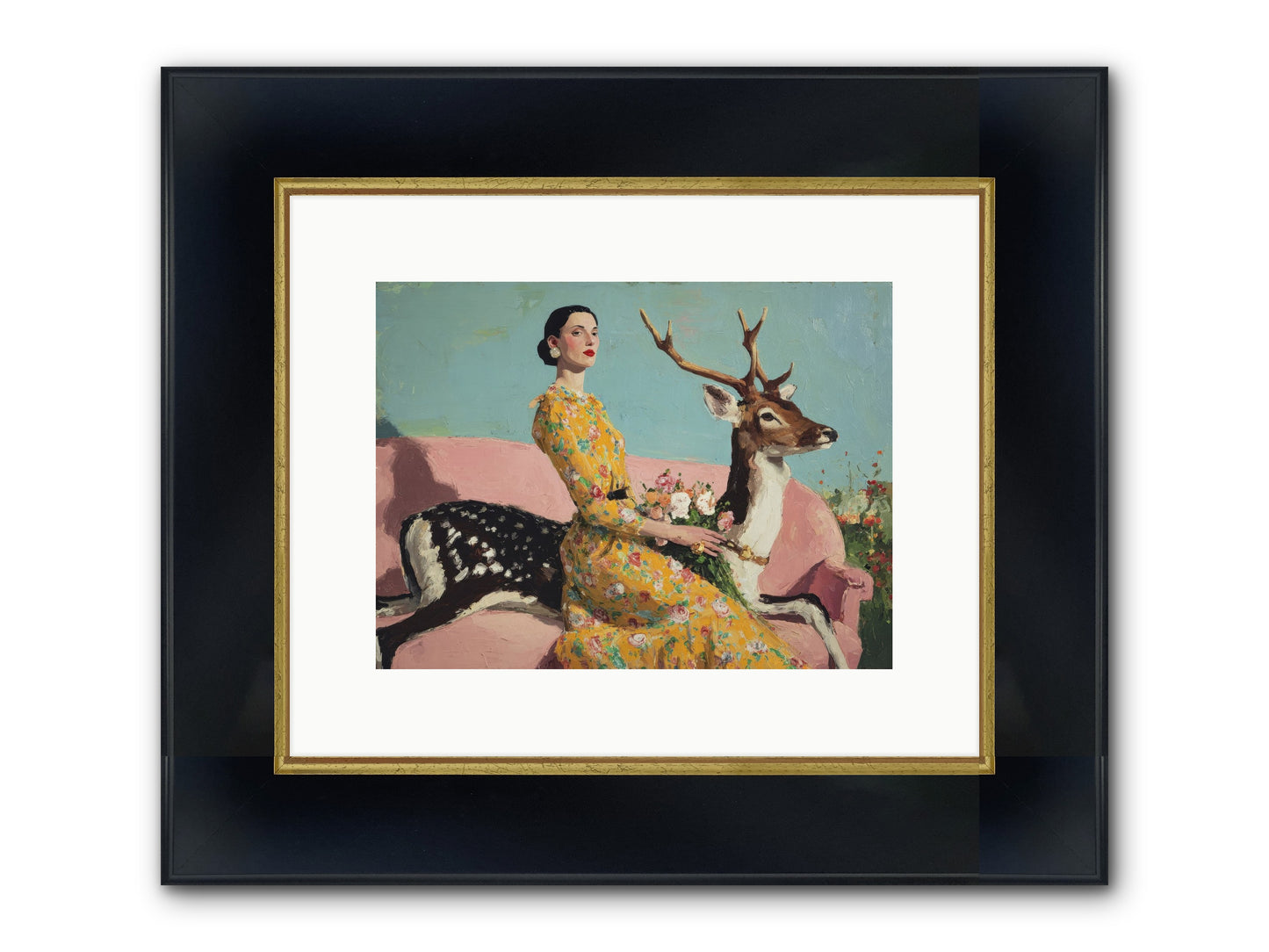 Iridescent Parlor Framed Print - Wide Black w/Gold 12x9