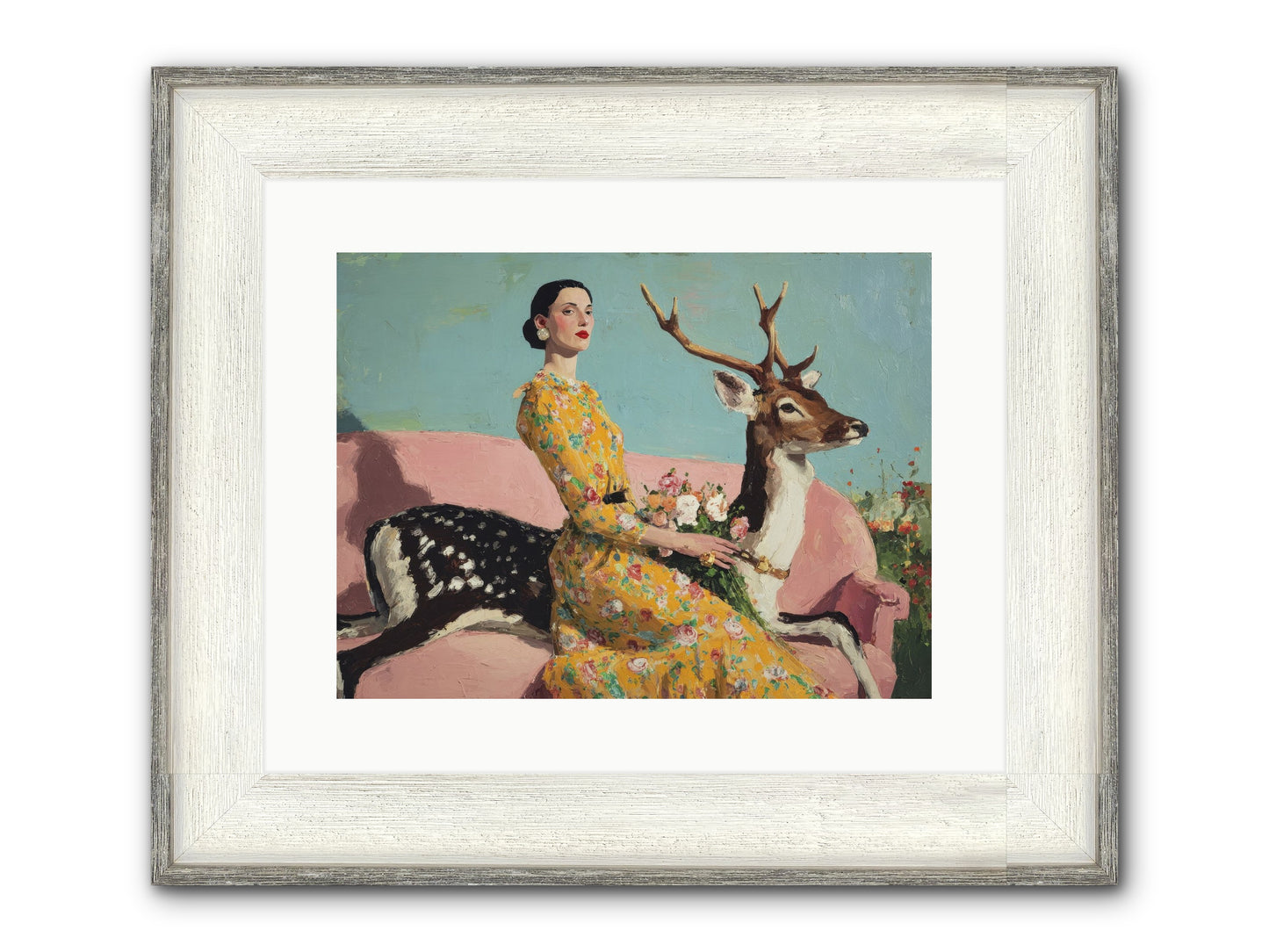Iridescent Parlor Framed Print - Driftwood White 16x12