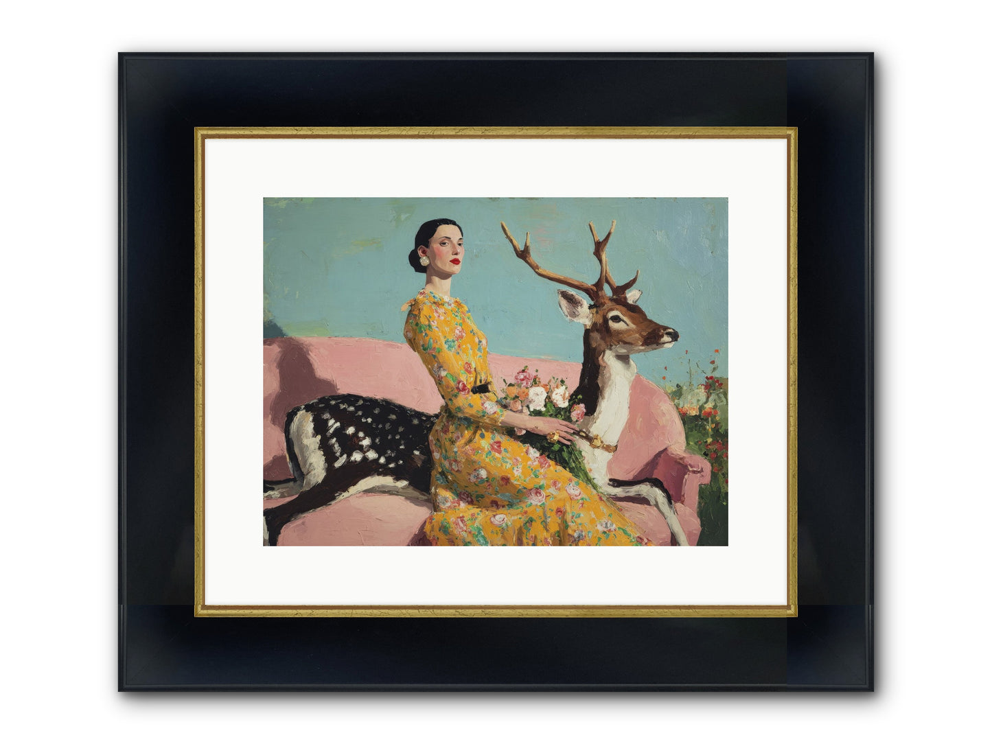 Iridescent Parlor Framed Print - Wide Black w/Gold 16x12