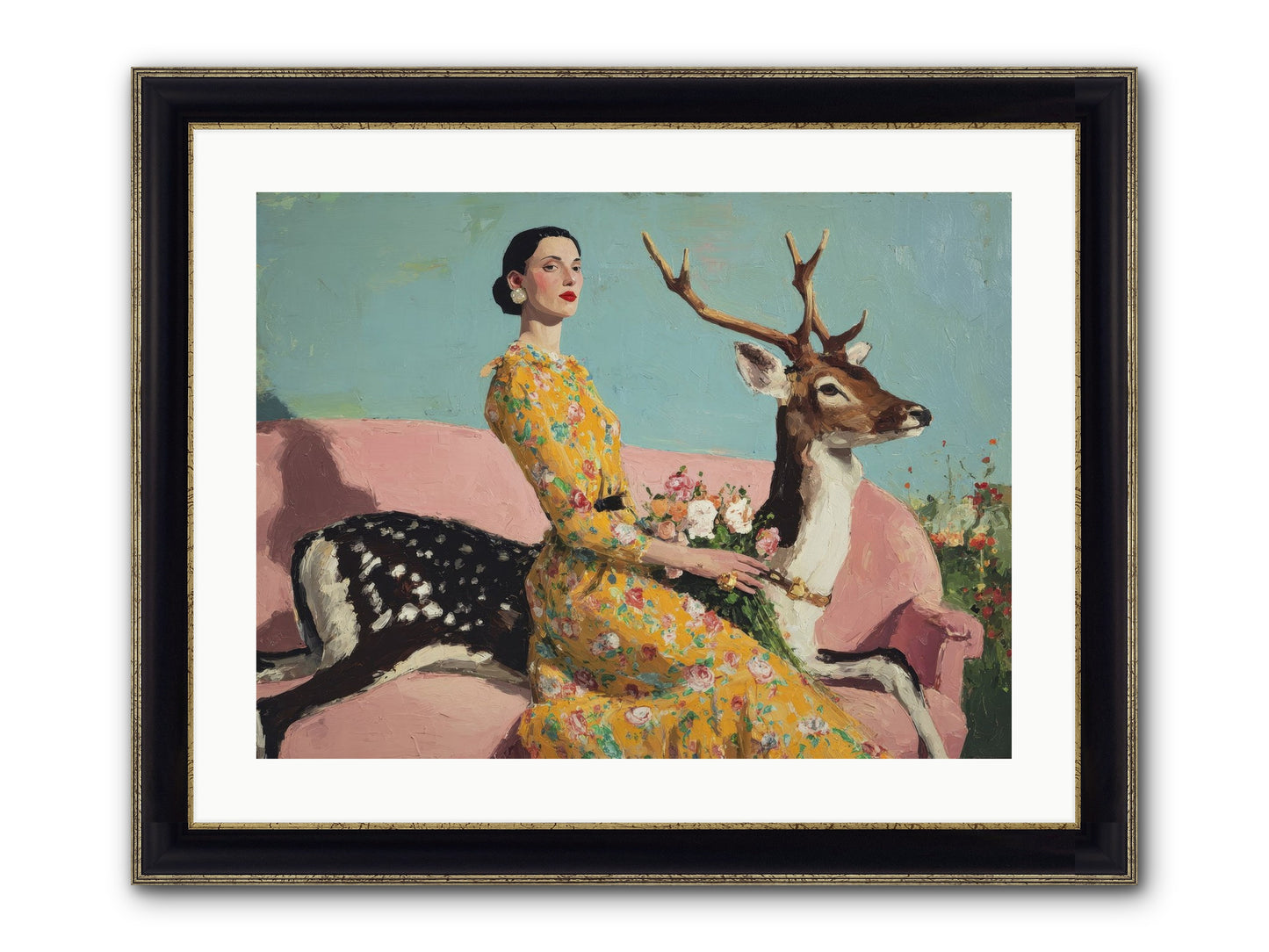 Iridescent Parlor Framed Print - Black & Gold 24x18