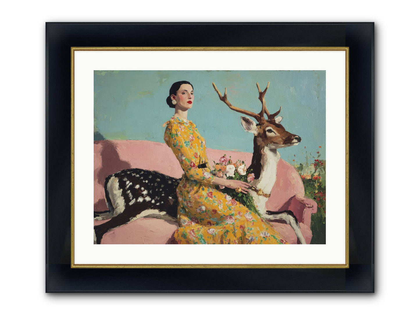 Iridescent Parlor Framed Print - Wide Black w/Gold 24x18