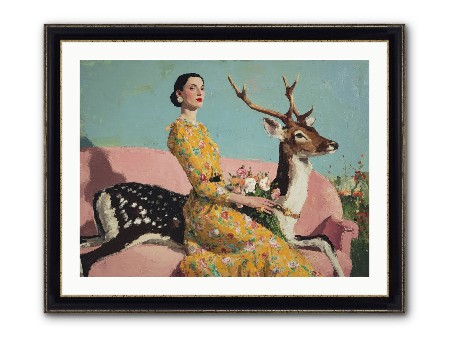 Iridescent Parlor Framed Print - Black & Gold 32x24