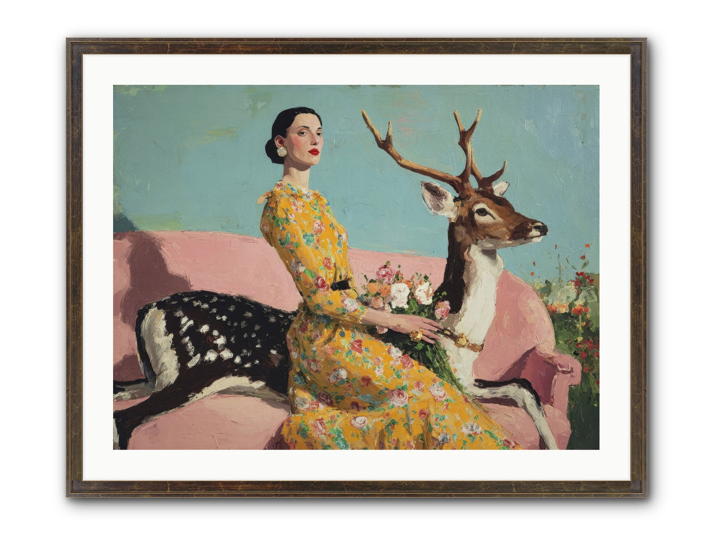 Iridescent Parlor Framed Print - Slimwoods Black/Gold 32x24